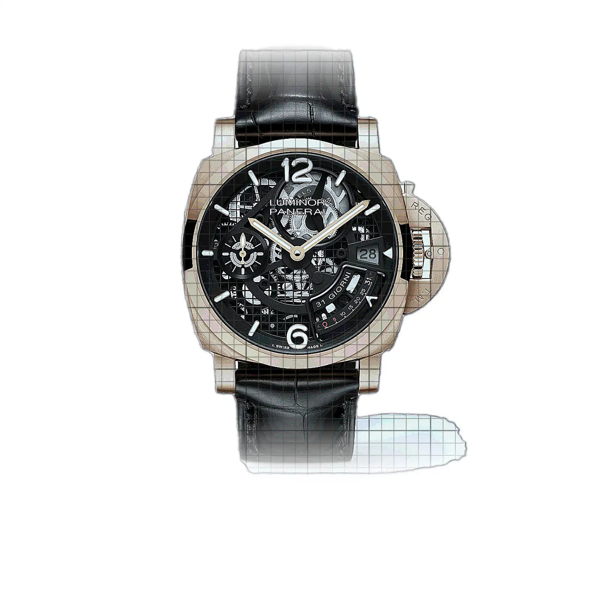 Panerai Luminor PAM01631 Horloge met zwarte wijzerplaat en geelgouden kast, 44 mm