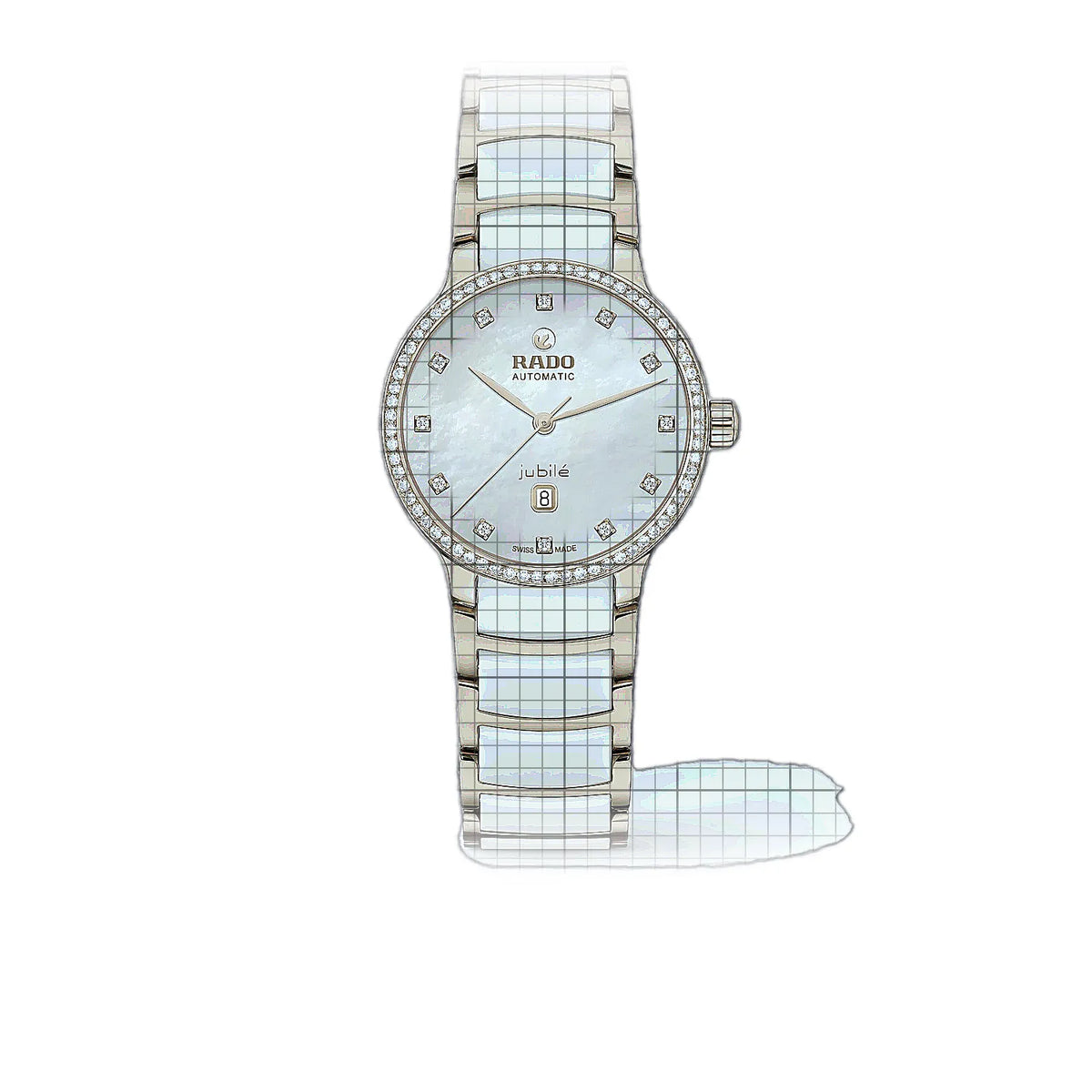Rado Centrix R30229902 Horloge met witte wijzerplaat, roestvrij staal, geelgoud, PVD-coating, 31 mm
