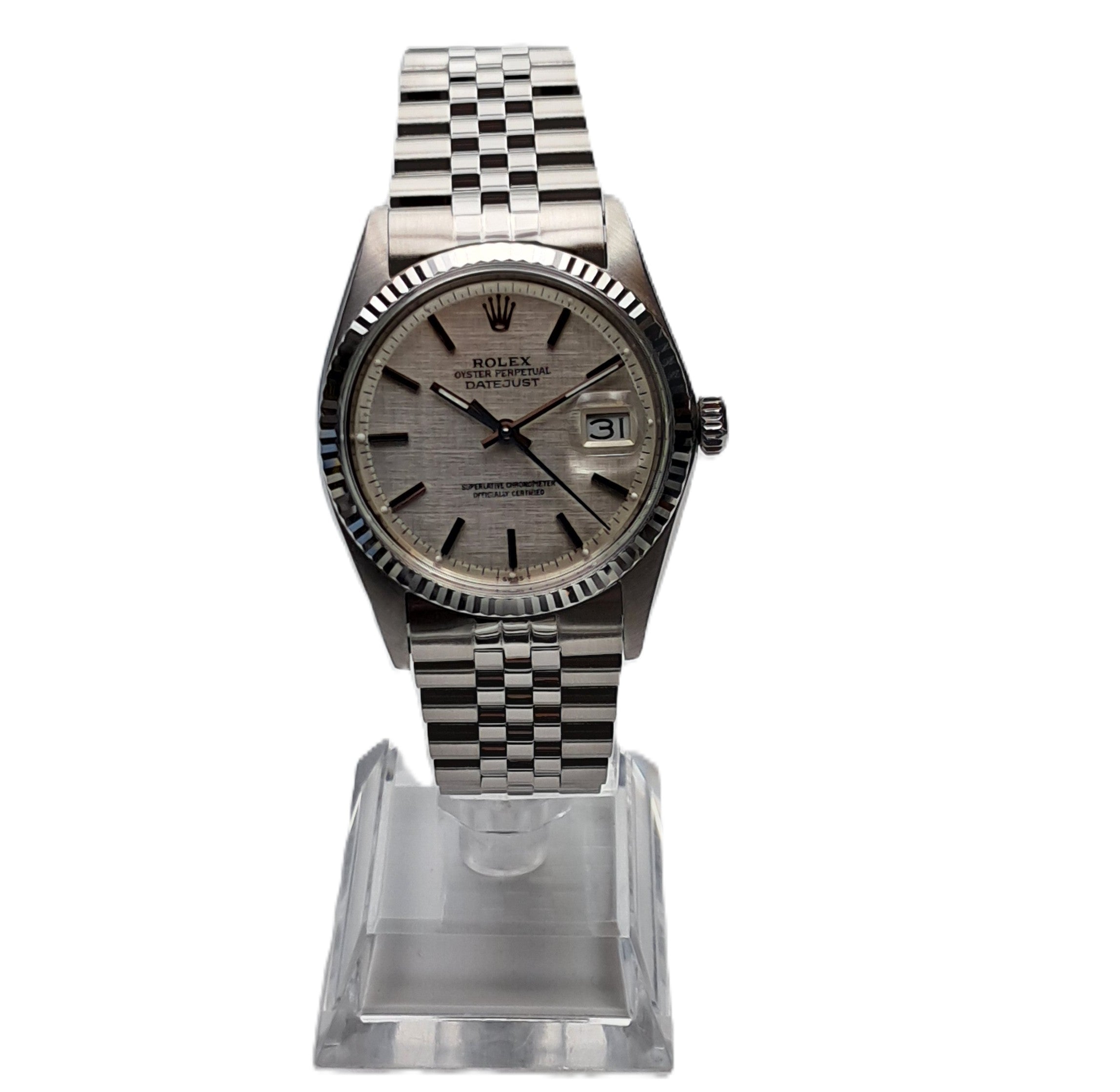 Rolex Datejust Silver Linen Jubilee 36 CPO 1978