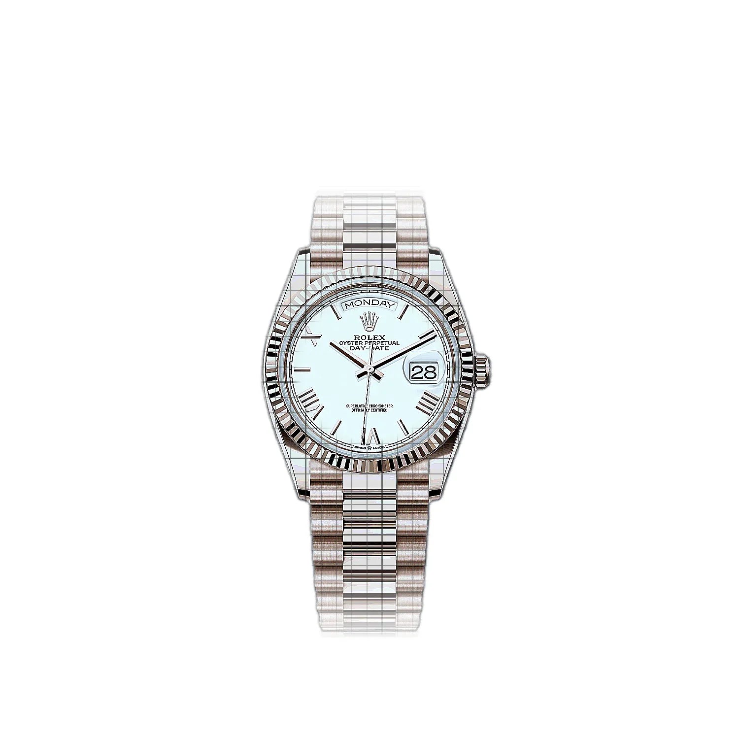 Rolex Day-Date 128235-0070 White Dial Rose gold 36mm Watch