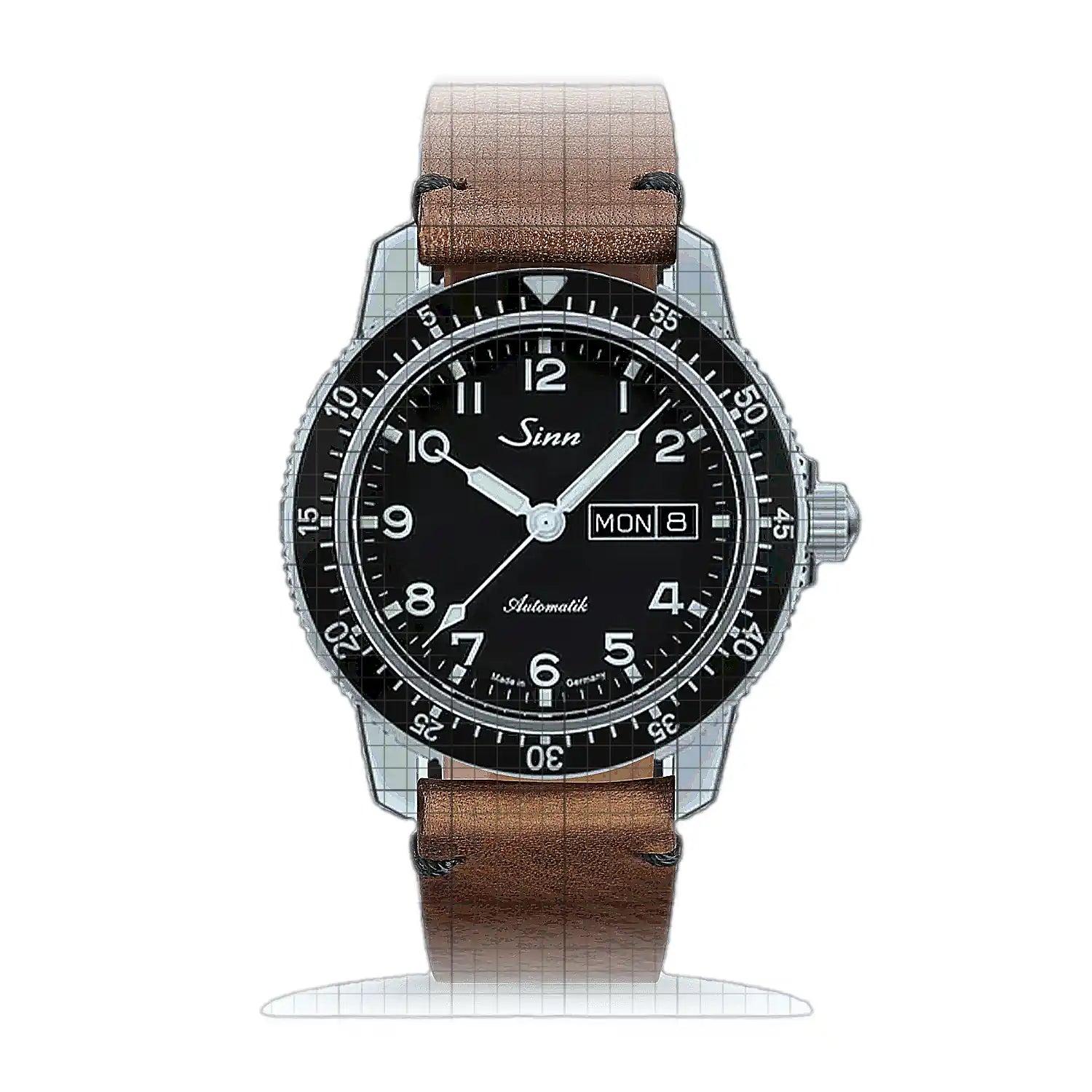 Sinn 104 St Sa A – Leather strap Brown 104.011L-B Black Dial Stainless steel 41mm Watch