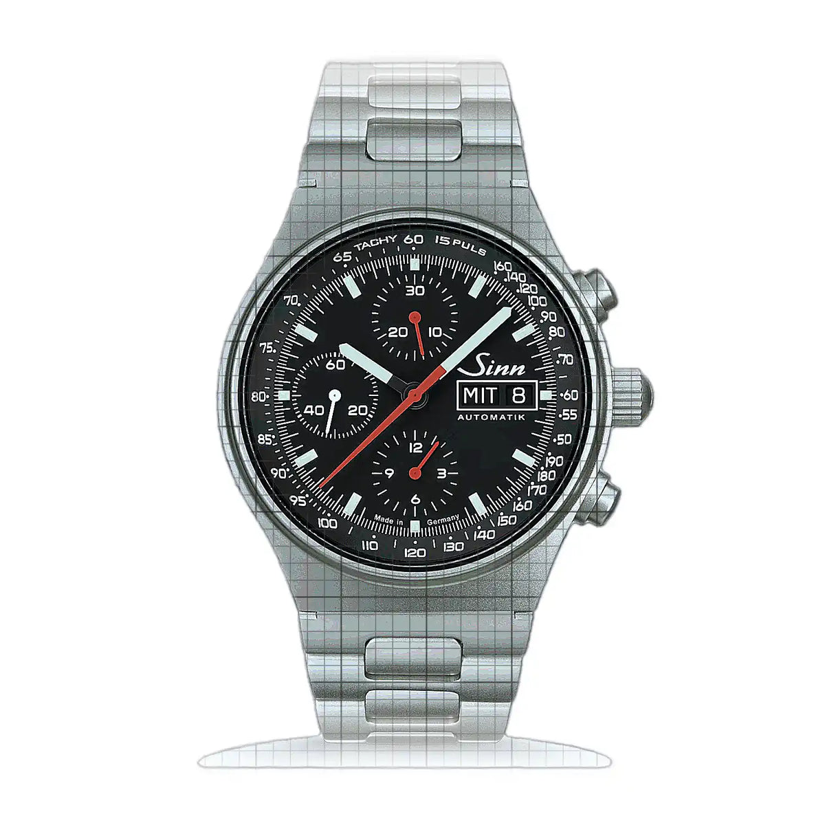 Sinn 144 144.066HM Schwarz Zifferblatt aus Edelstahl, 41 mm Uhr
