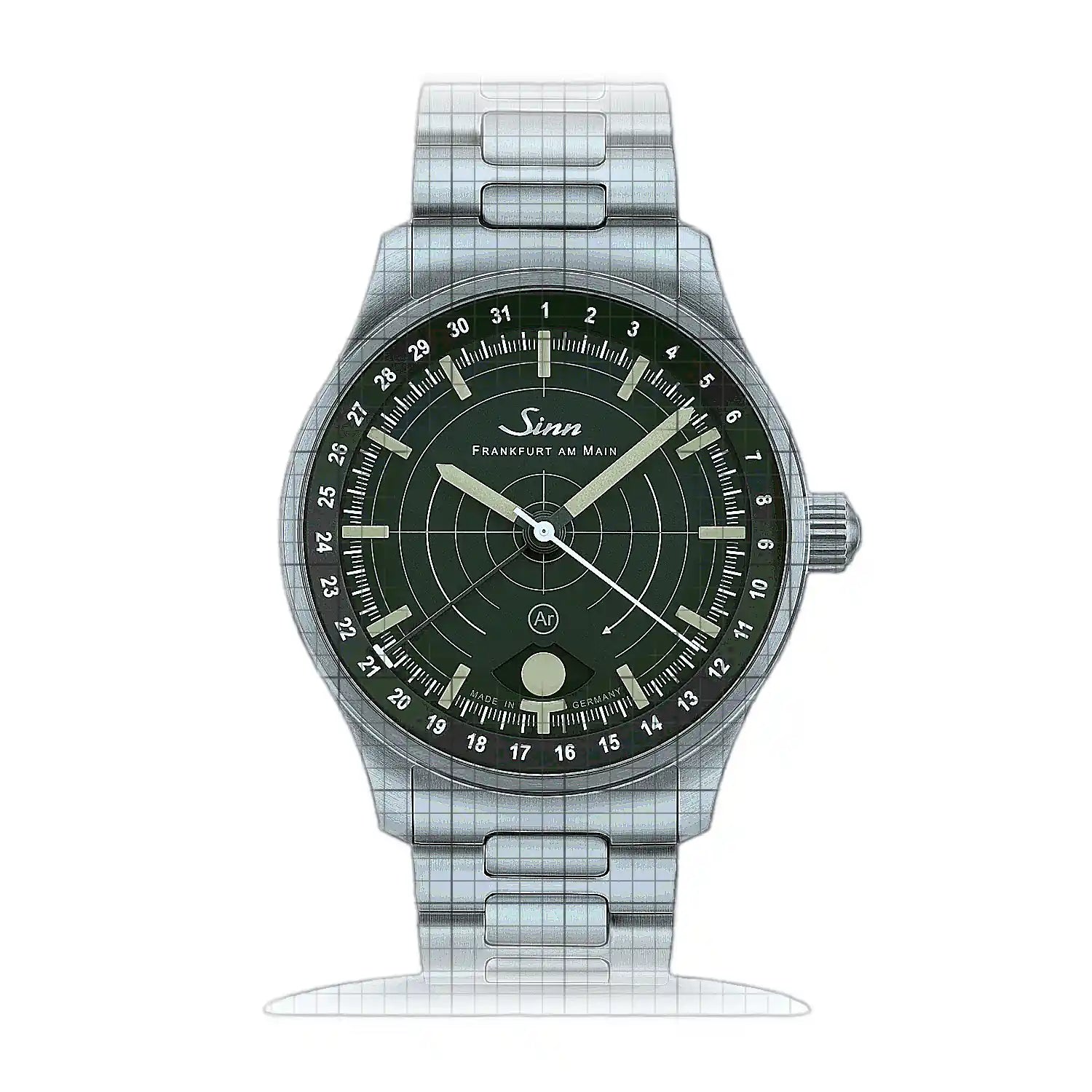 Sinn 308 Hunting watch – Metal bracelet H-Link 308.010H Green Dial Stainless steel 40mm Watch