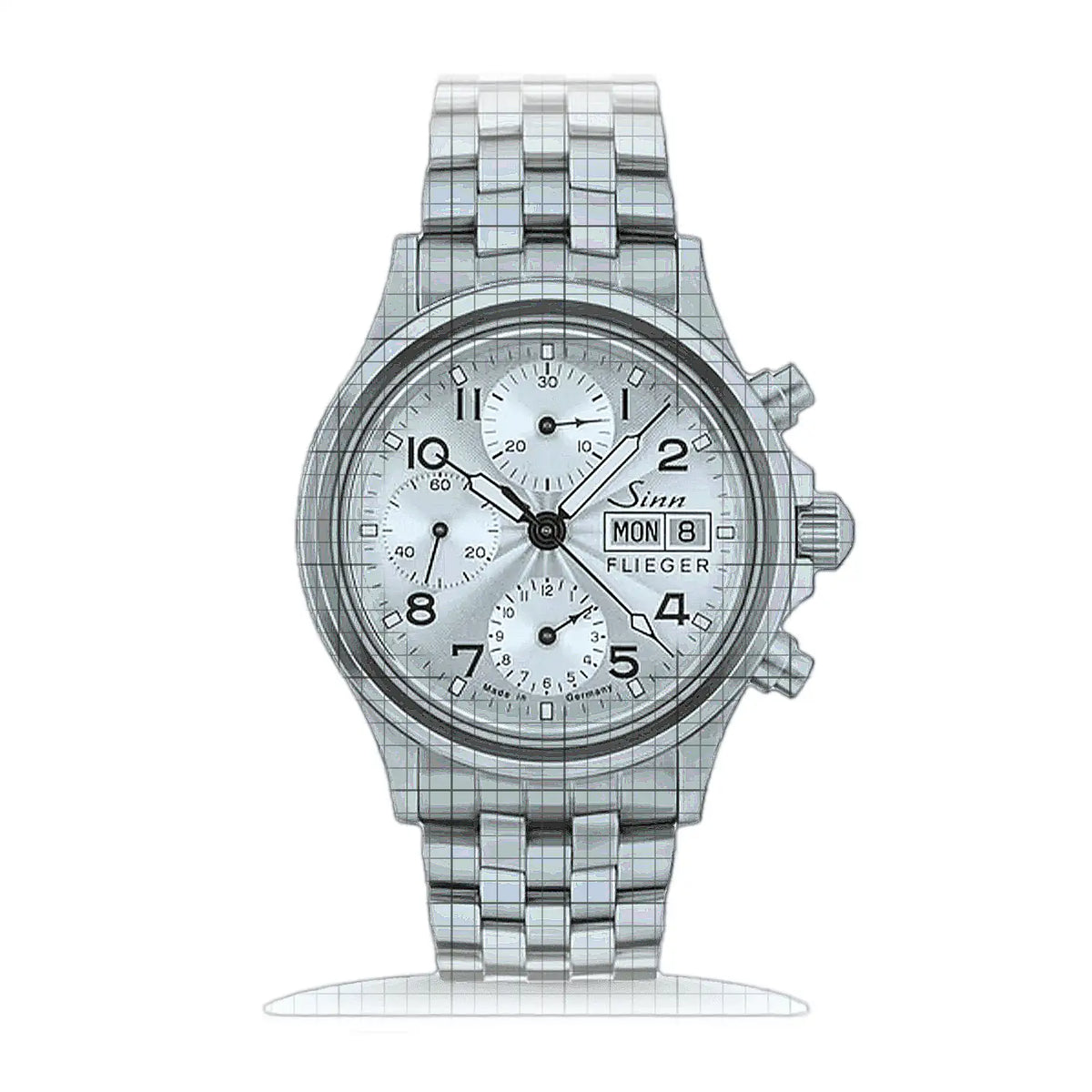 Sinn 356 356.0721M Horloge met zilveren wijzerplaat en roestvrijstalen kast 39mm