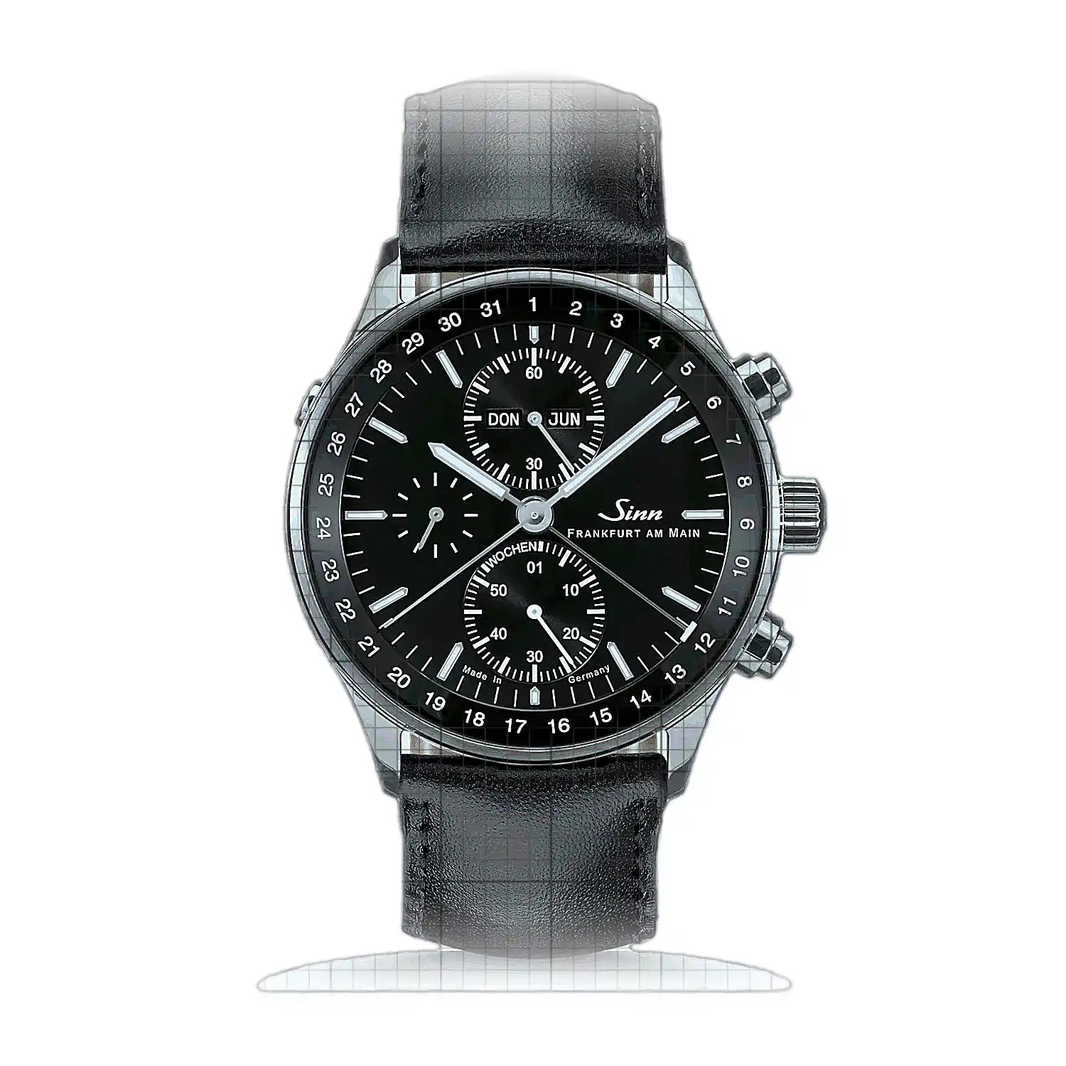 Sinn Finanzplatzuhr with calendar week display 6052.01 Black Dial Stainless steel 41,5mm Watch
