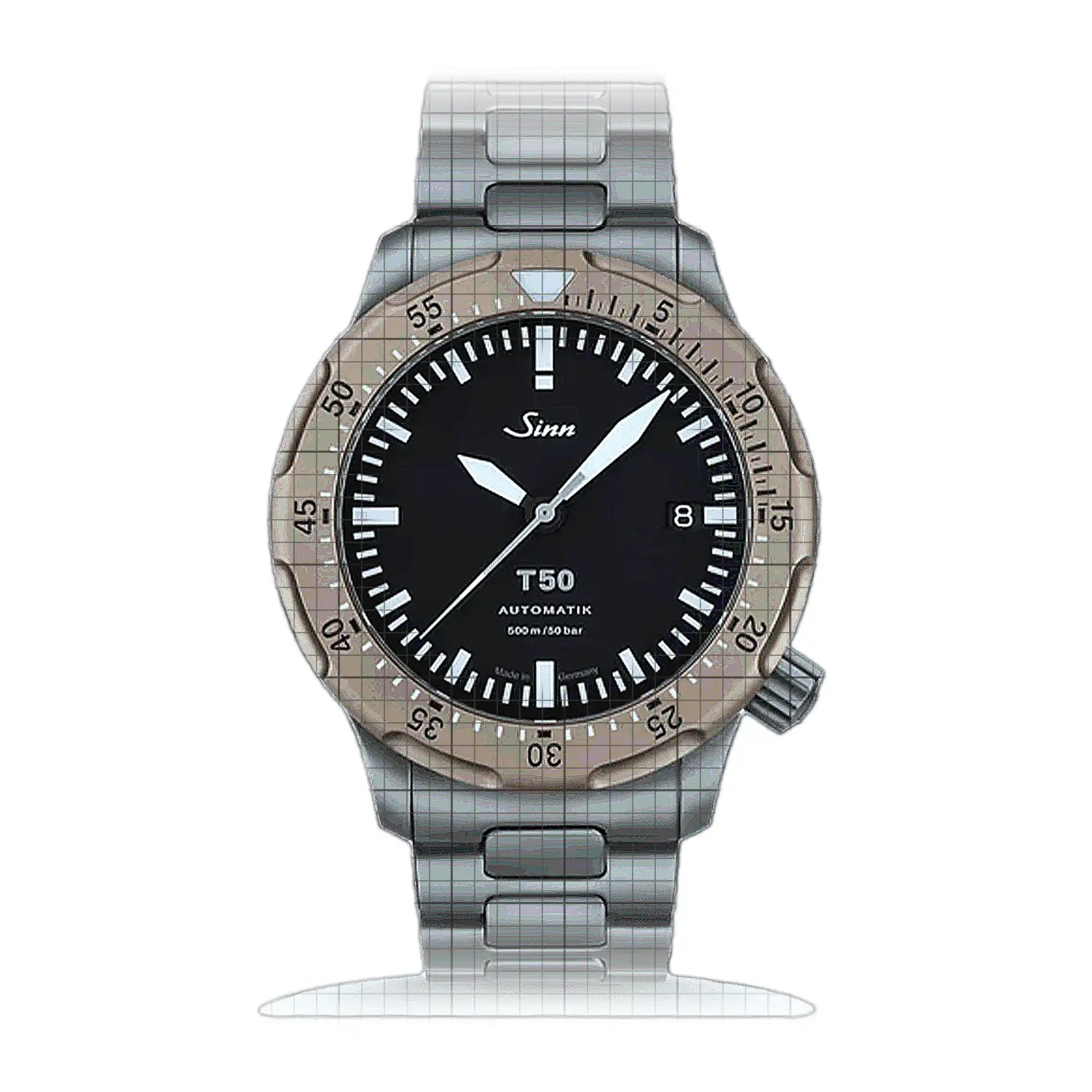 Sinn T50 GBDR – Metal bracelet H-Link 1052.020H Black Dial Titanium mm Watch