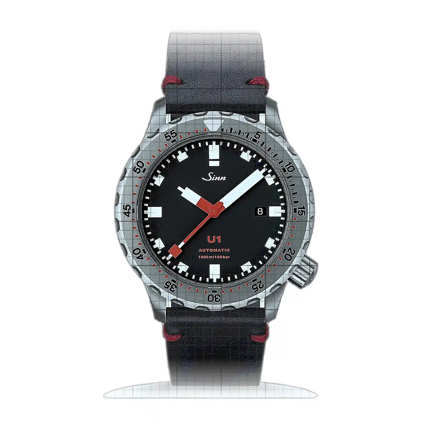 Sinn U1 – Leather strap Black 1010.010L-S Black Dial Stainless steel 44mm Watch