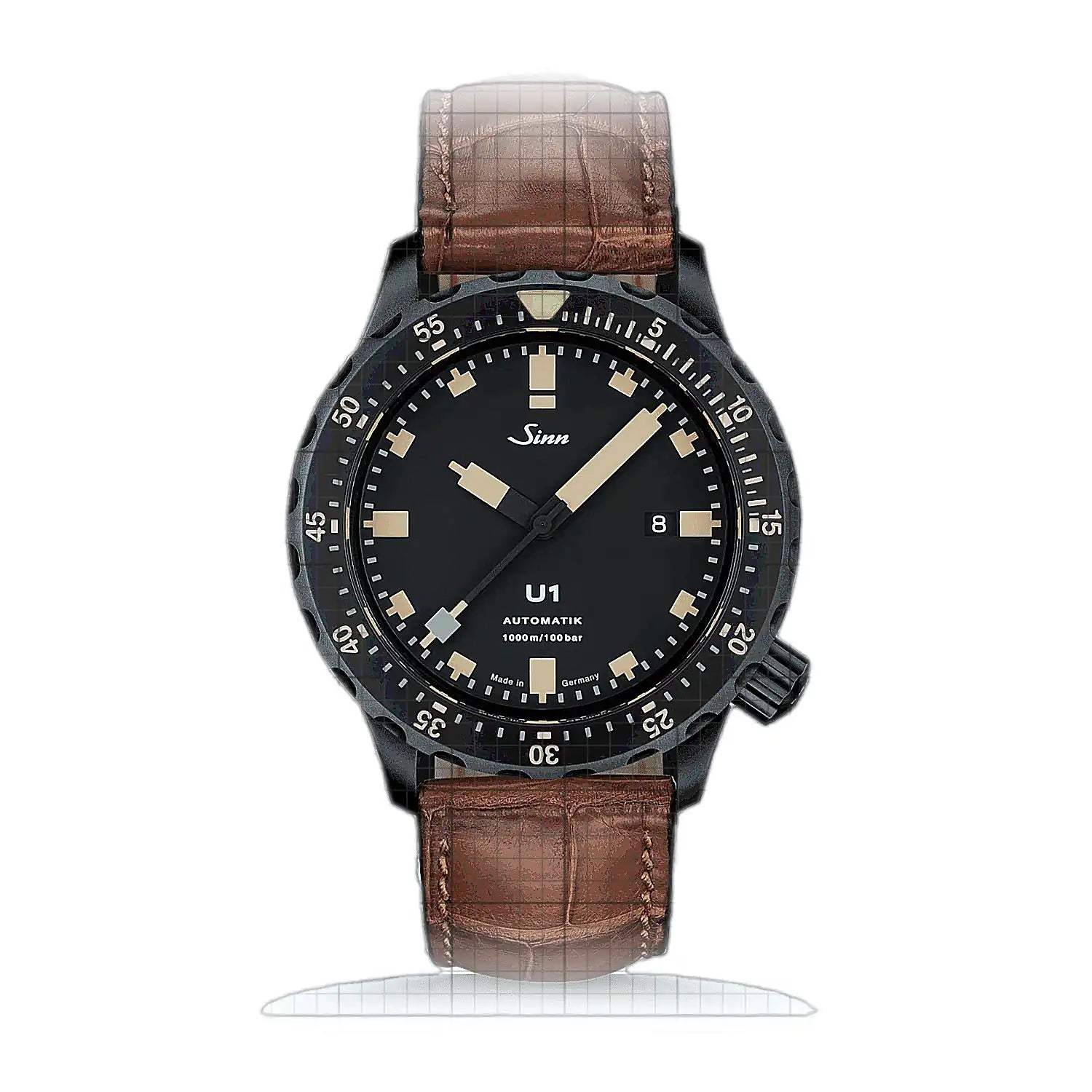 Sinn U1 S E – Leather strap Brown 1010.023L-B Black Dial Stainless steel 44mm Watch