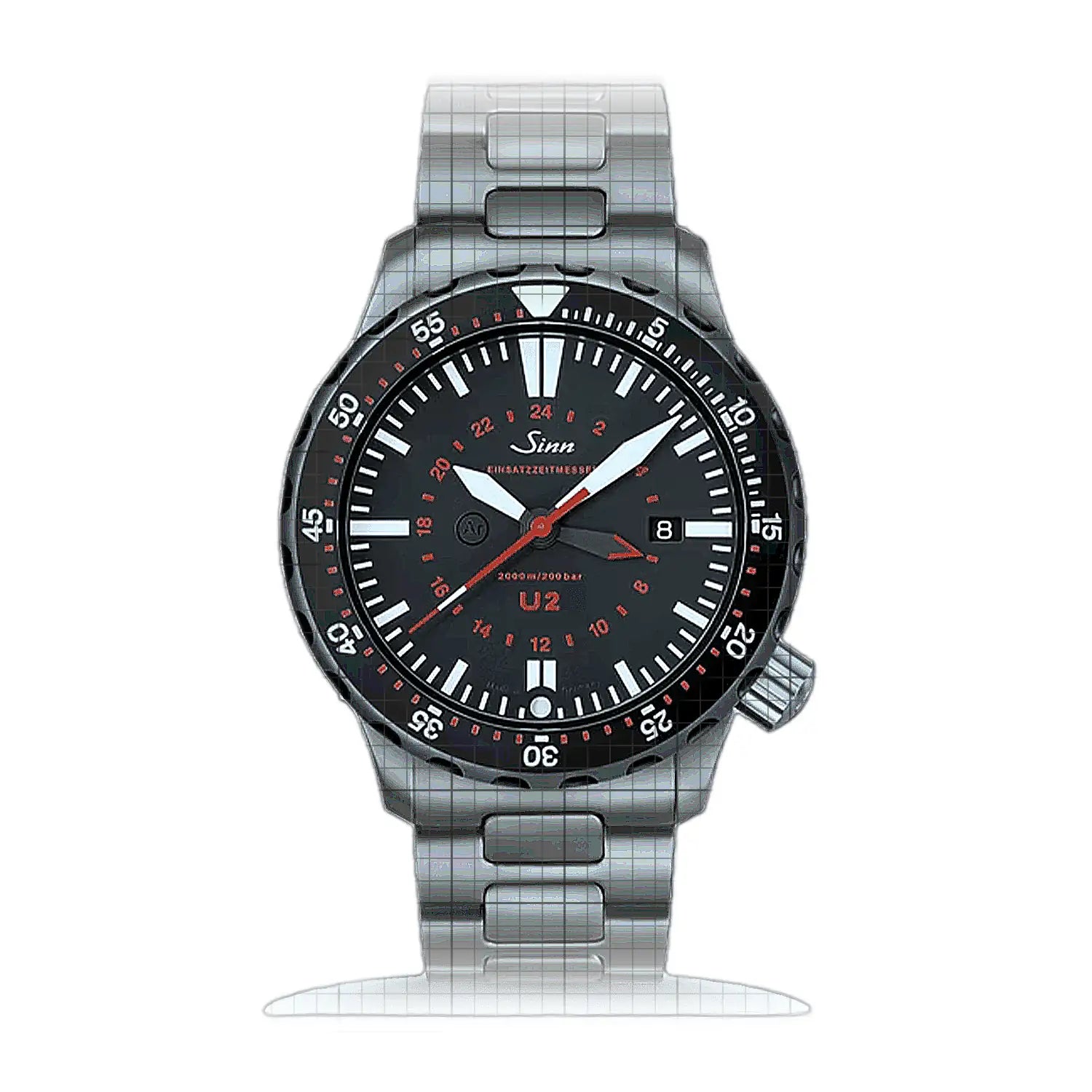 Sinn U2 SDR – Metal bracelet H-Link 1020.050H Black Dial Stainless steel 44mm Watch