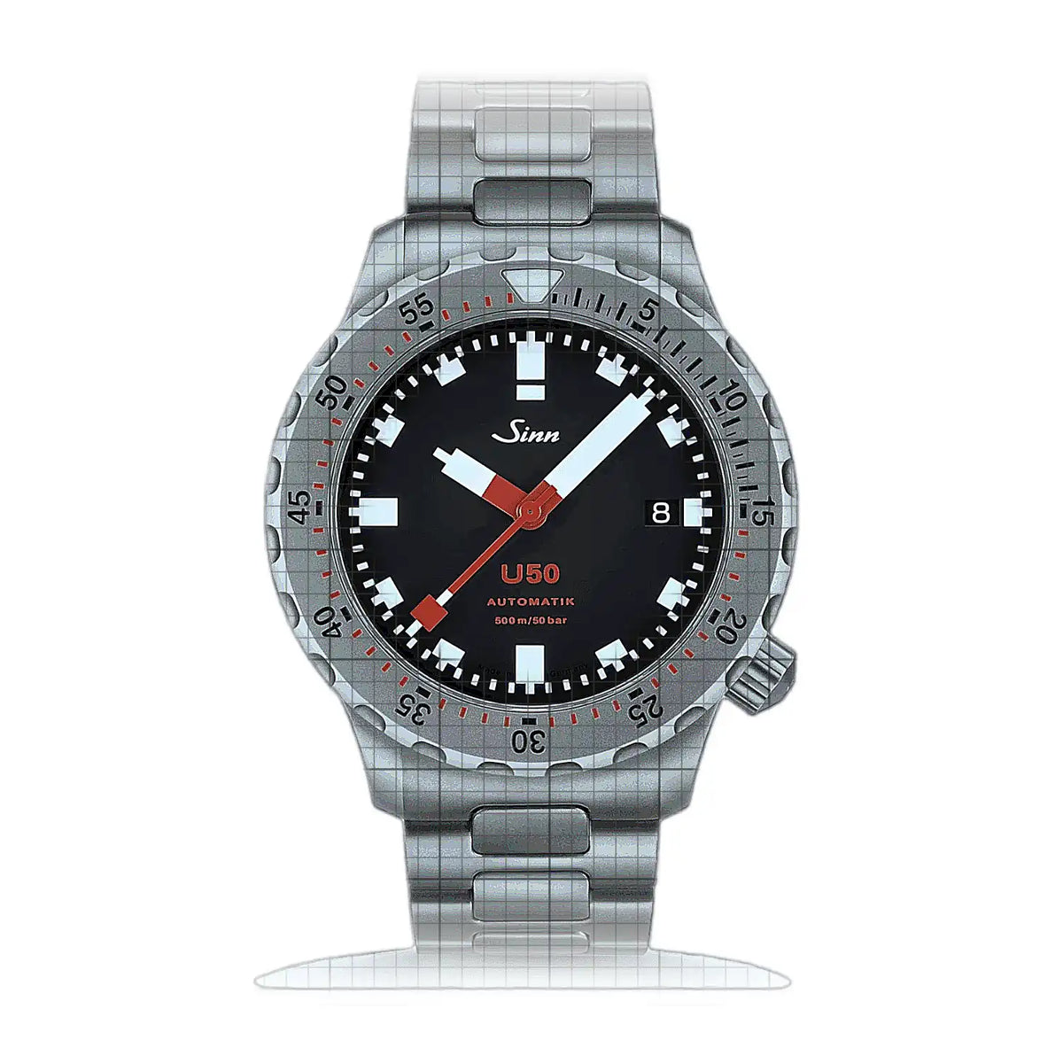 Sinn U50 1050.030HM Schwarz Zifferblatt Edelstahl 41 mm Uhr