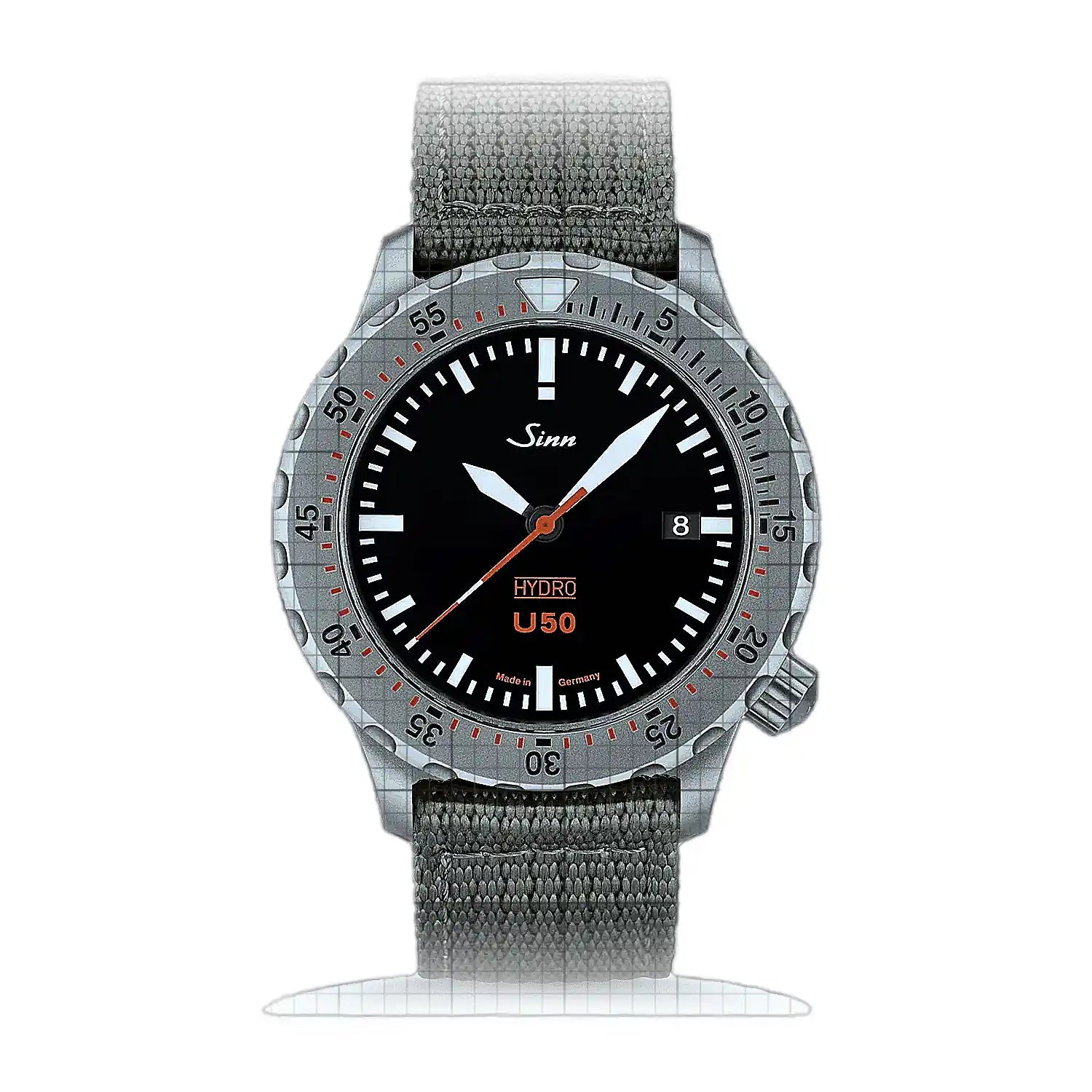 Sinn U50 HYDRO – Fabric strap Khaki 1051.010T-K Black Dial Stainless steel 41mm Watch