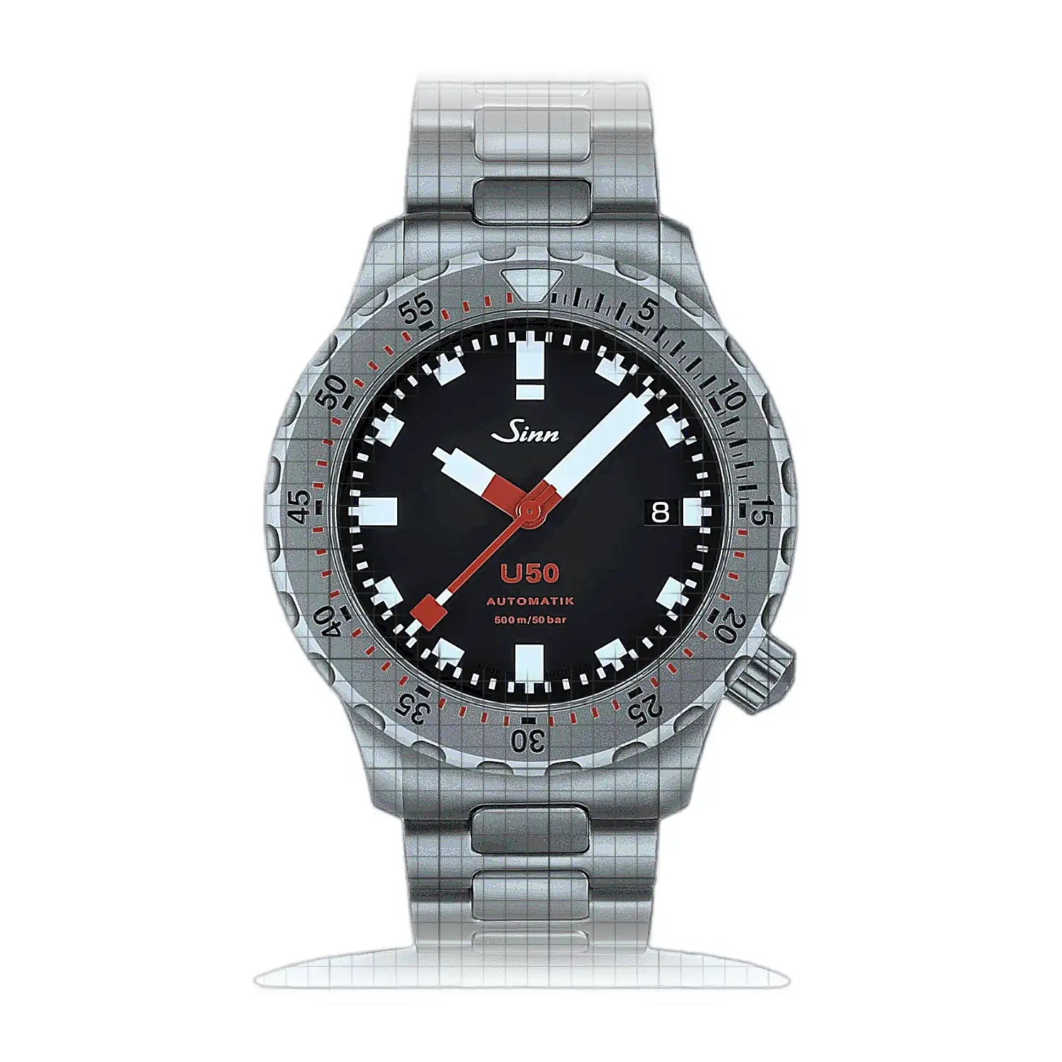 Sinn U50 with TEGIMENT-Option – Metal bracelet H-Link 1050.030H Black Dial Stainless steel 41mm Watch