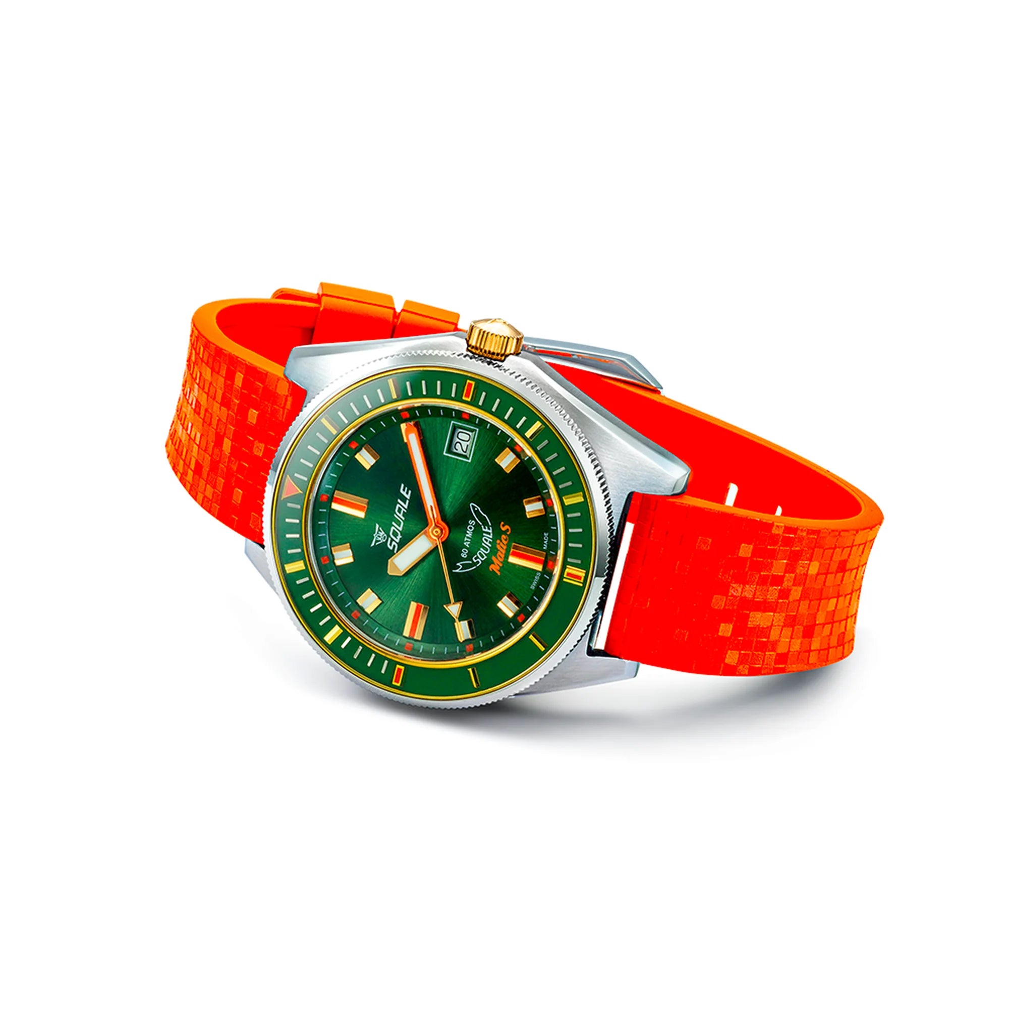Squale Matic S Green Two Tone Mosaic Rubber MATICGGRGR.MROR
