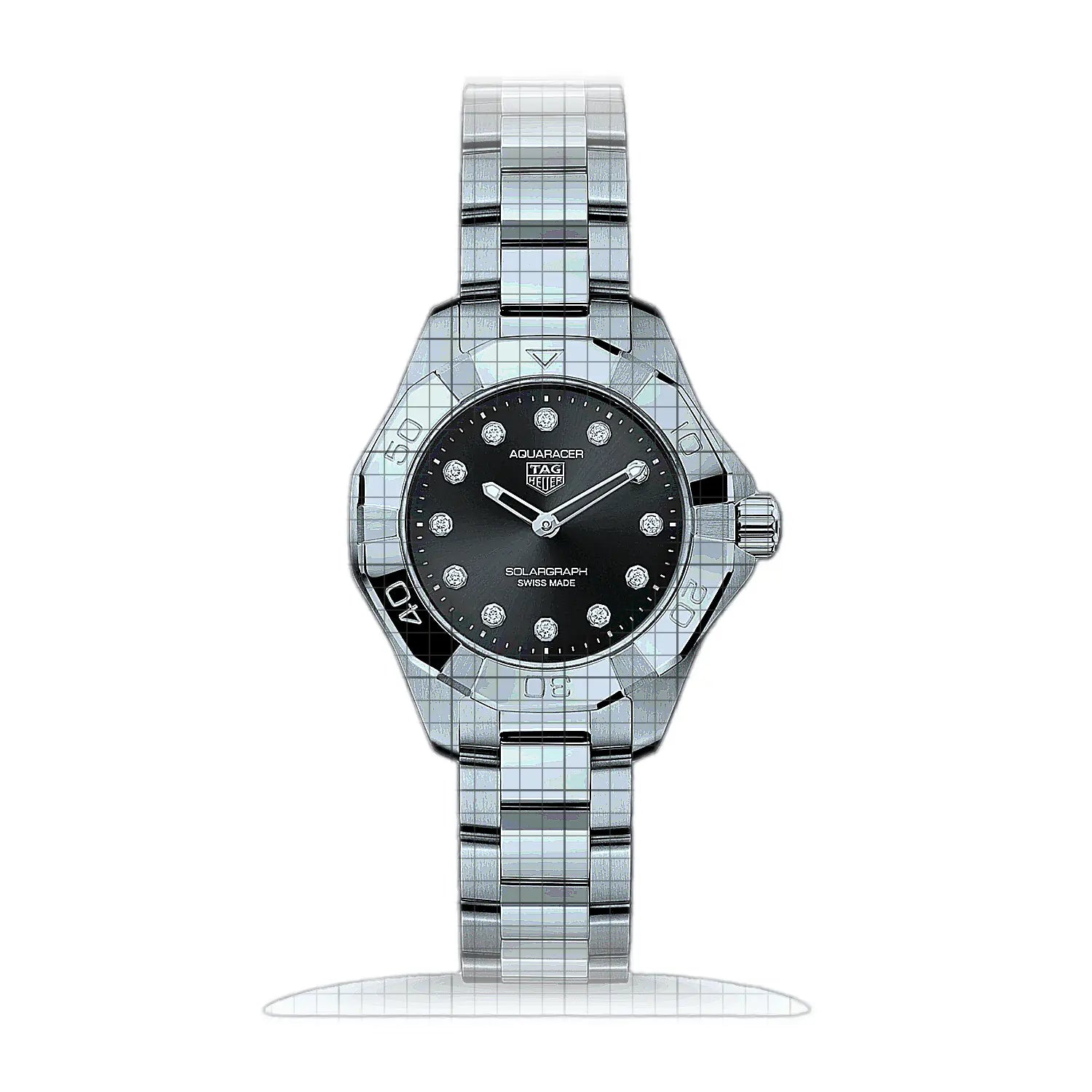 TAG Heuer Aquaracer Professional 100 Solargraph WBP141G.BA0049 Black Dial Stainless steel 28mm Watch