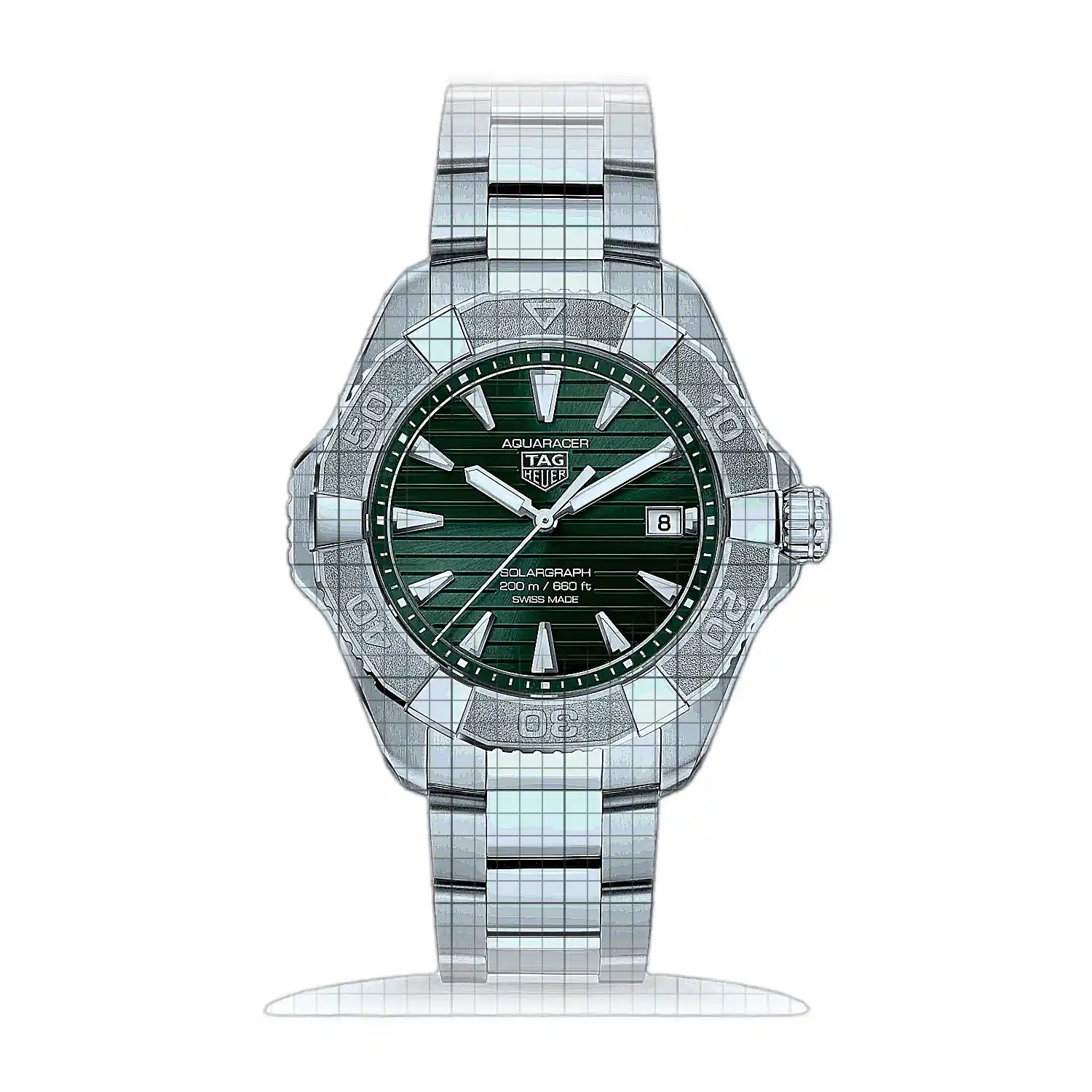 TAG Heuer Aquaracer Professional 200 Solargraph WBP1118.BA0047 Green Dial Stainless steel 40mm Watch