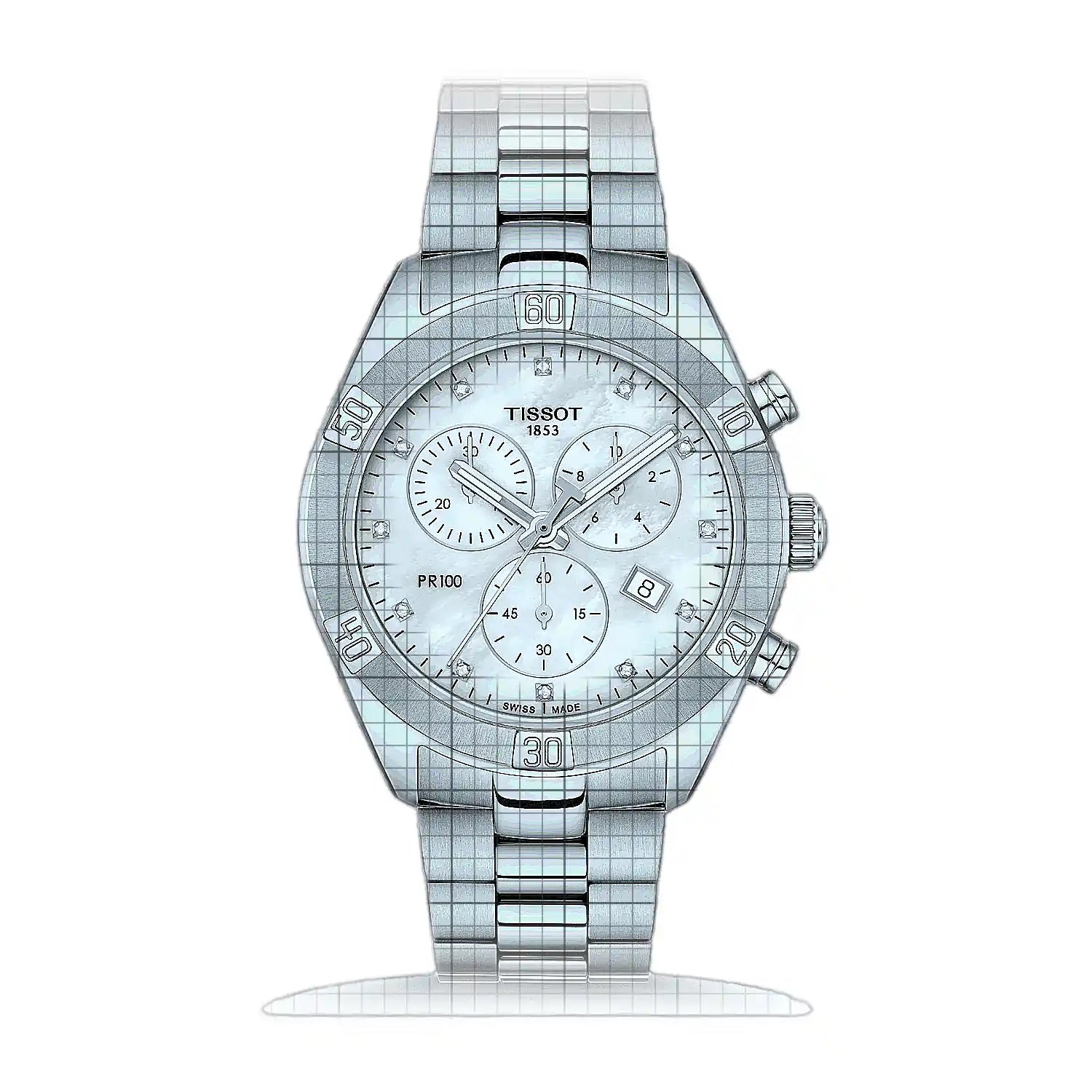 Tissot PR 100 Sport Chic Chronograph T101.917.11.116.00 Mother of pearl Dial Stainless steel 38mm Watch