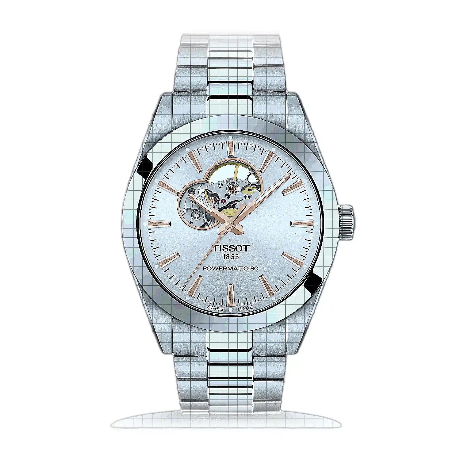 Tissot T-Classic Gentleman Powermatic 80 Open Heart 40mm Silver
