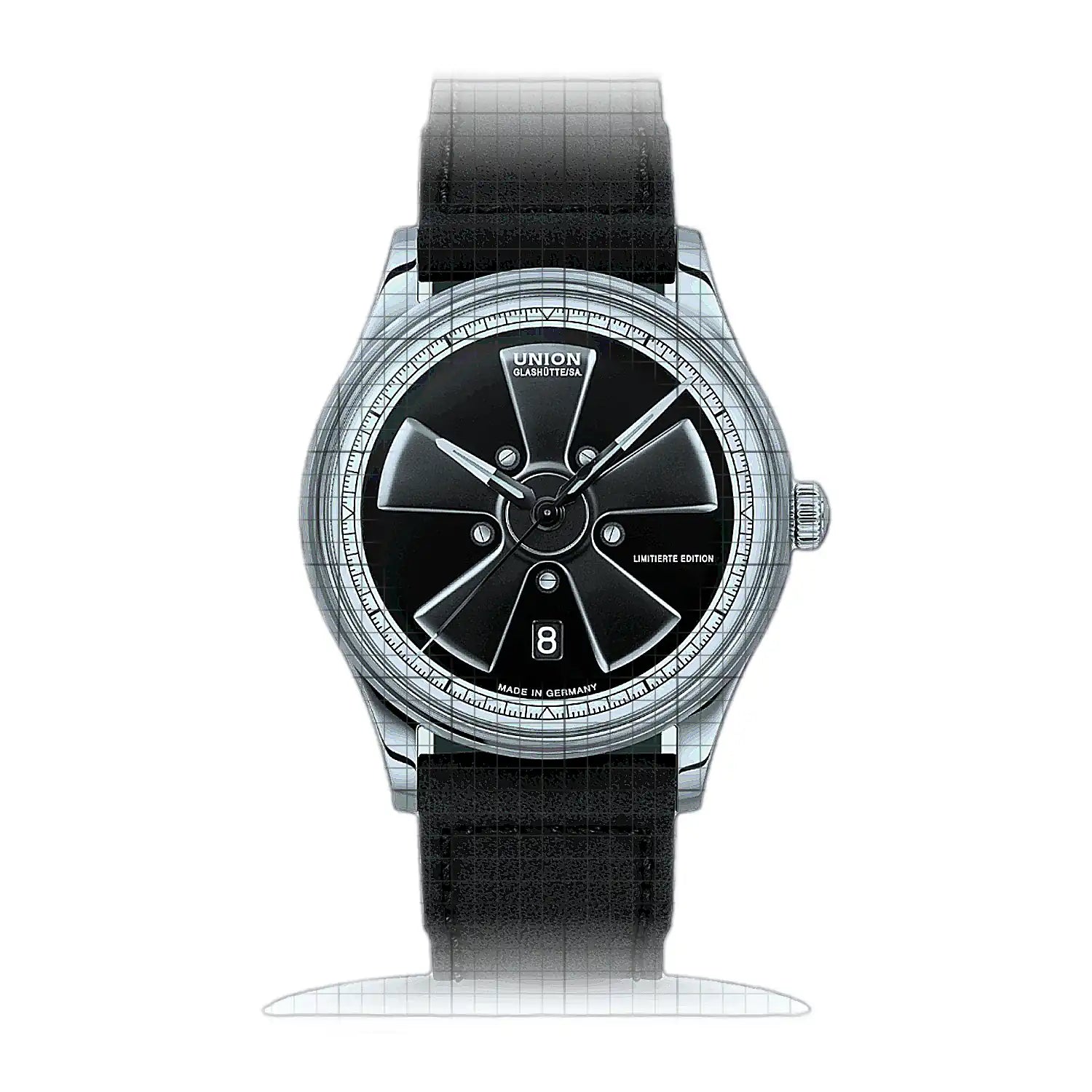 UNION Glashutte Noramis Datum D016.407.16.050.08 Black Dial Stainless steel 40mm Watch