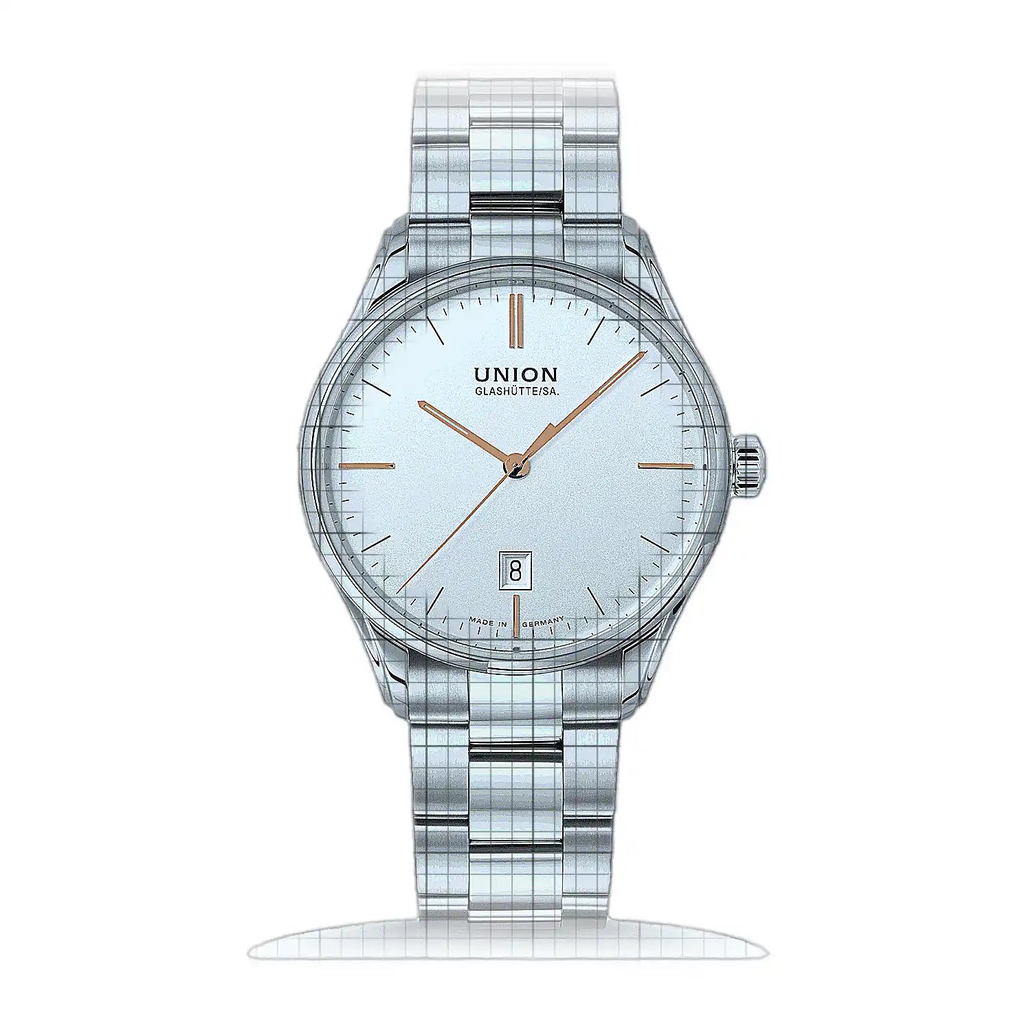 UNION Glashutte Viro Datum D011.407.11.031.01 Silver Dial Stainless steel 41mm Watch