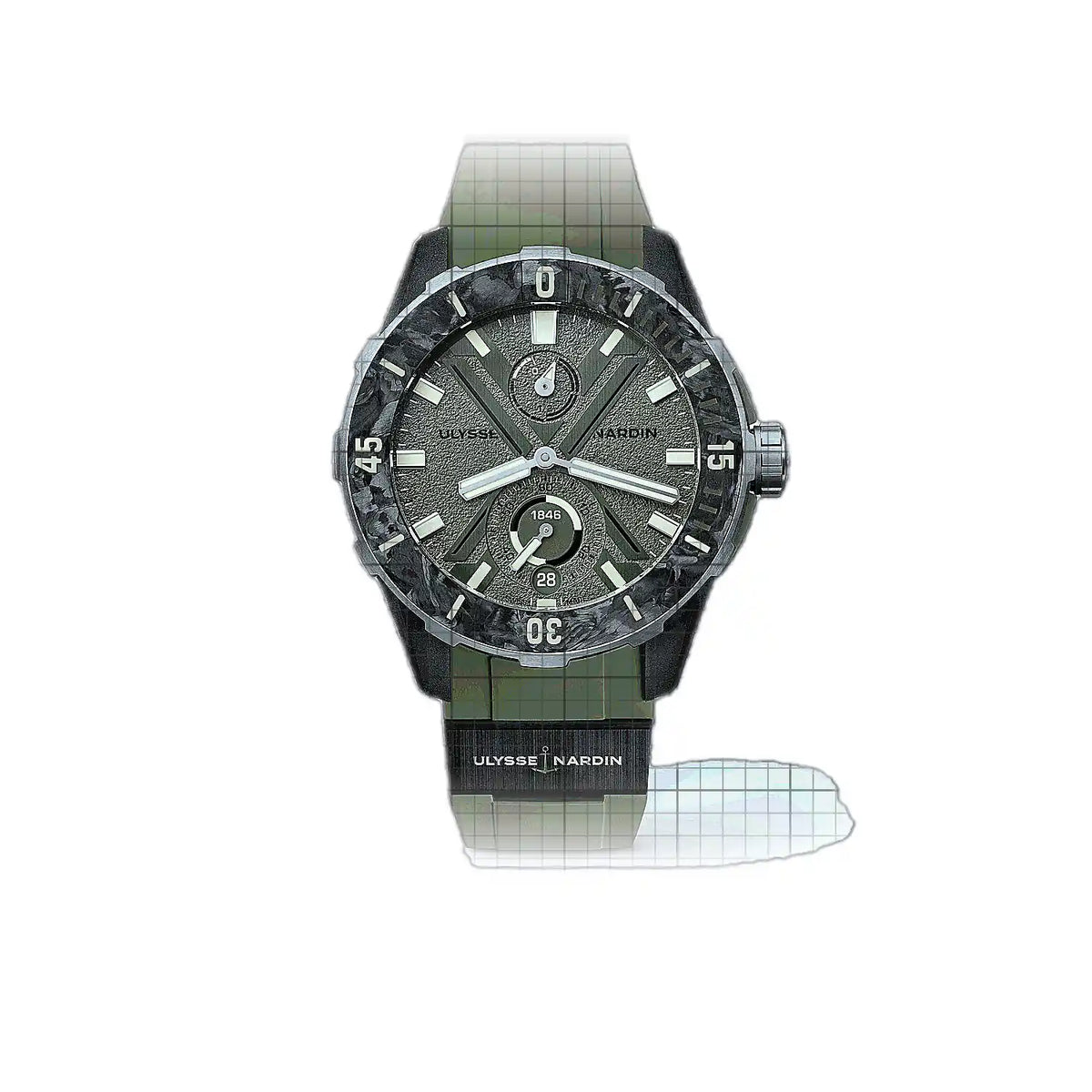 Montre Ulysse Nardin Diver 1183-170-8A/3B Vert Cadran en acier inoxydable, 44 mm