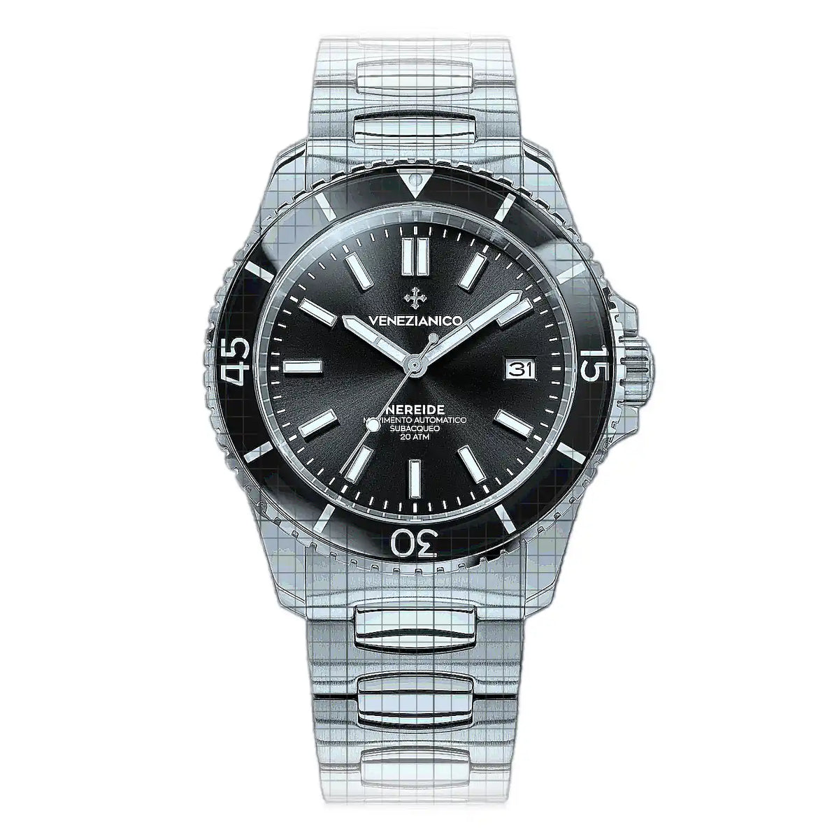 Venezianico Nereide 3321504C Black Dial Stainless steel 42mm Watch