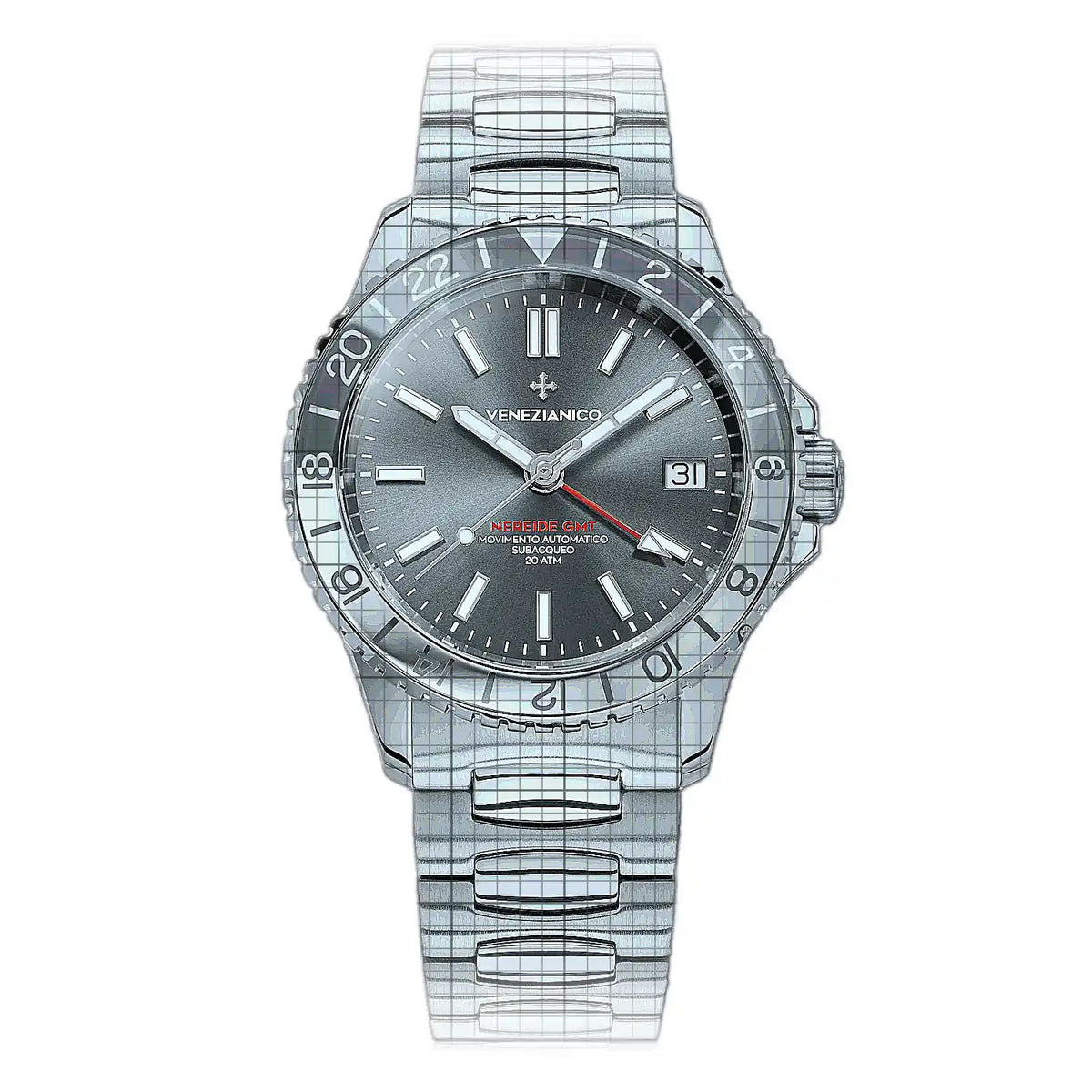 Venezianico Nereide 3521501C Grey Dial Stainless steel 39mm Watch