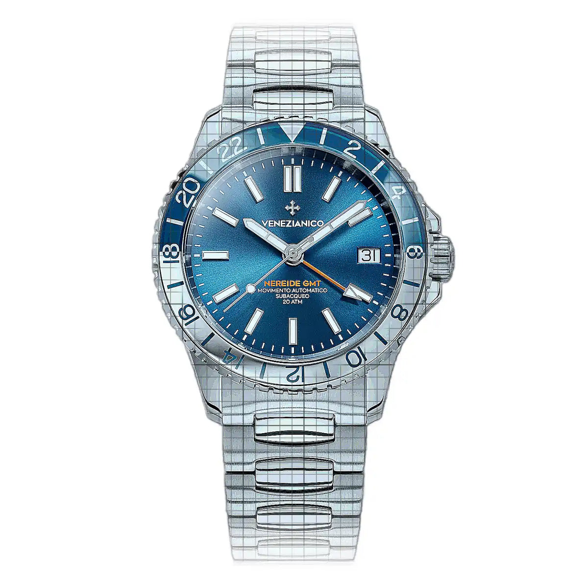 Venezianico Nereide 3521502C Blue Dial Stainless steel 39mm Watch