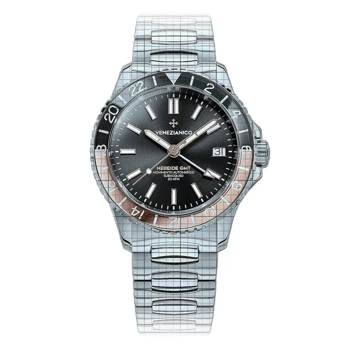 Venezianico Nereide 3521504C Black Dial Stainless steel 39mm Watch