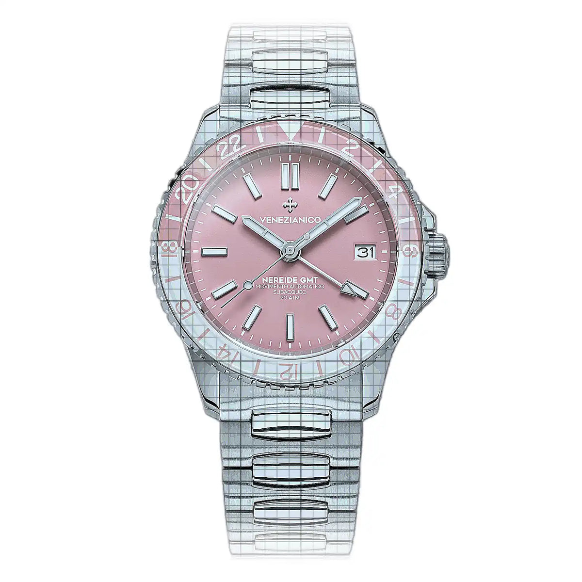 Venezianico Nereide 3521506C Pink Dial Stainless steel 39mm Watch