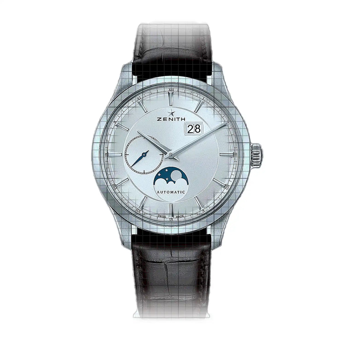 Montre Zenith Elite 03.2143.691/01.C498, cadran argenté, acier inoxydable 40mm