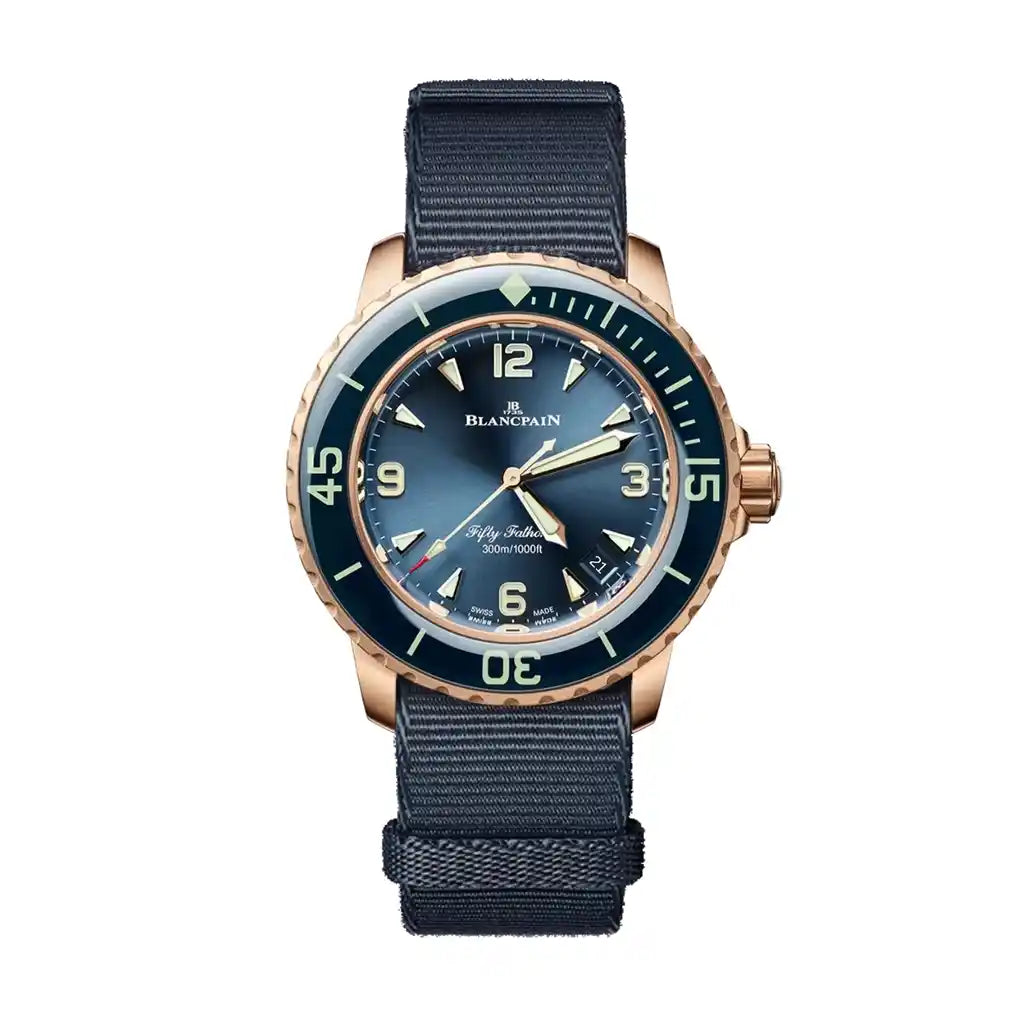 Blancpain Fifty Fathoms 5007 36B40 NAOA Blue Dial Rose gold 38mm Watch