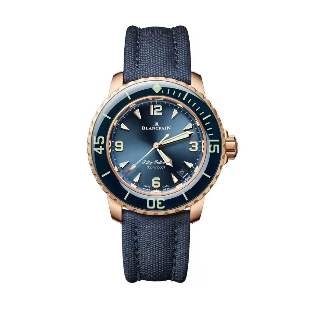 Blancpain Fifty Fathoms 5007 36B40 O52A Blue Dial Rose gold 38mm Watch