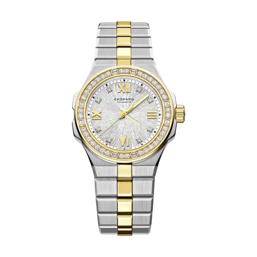 Chopard Alpine Eagle 298617-4001 Horloge met zilveren wijzerplaat, roestvrij staal, geelgoud en PVD-coating, 33 mm