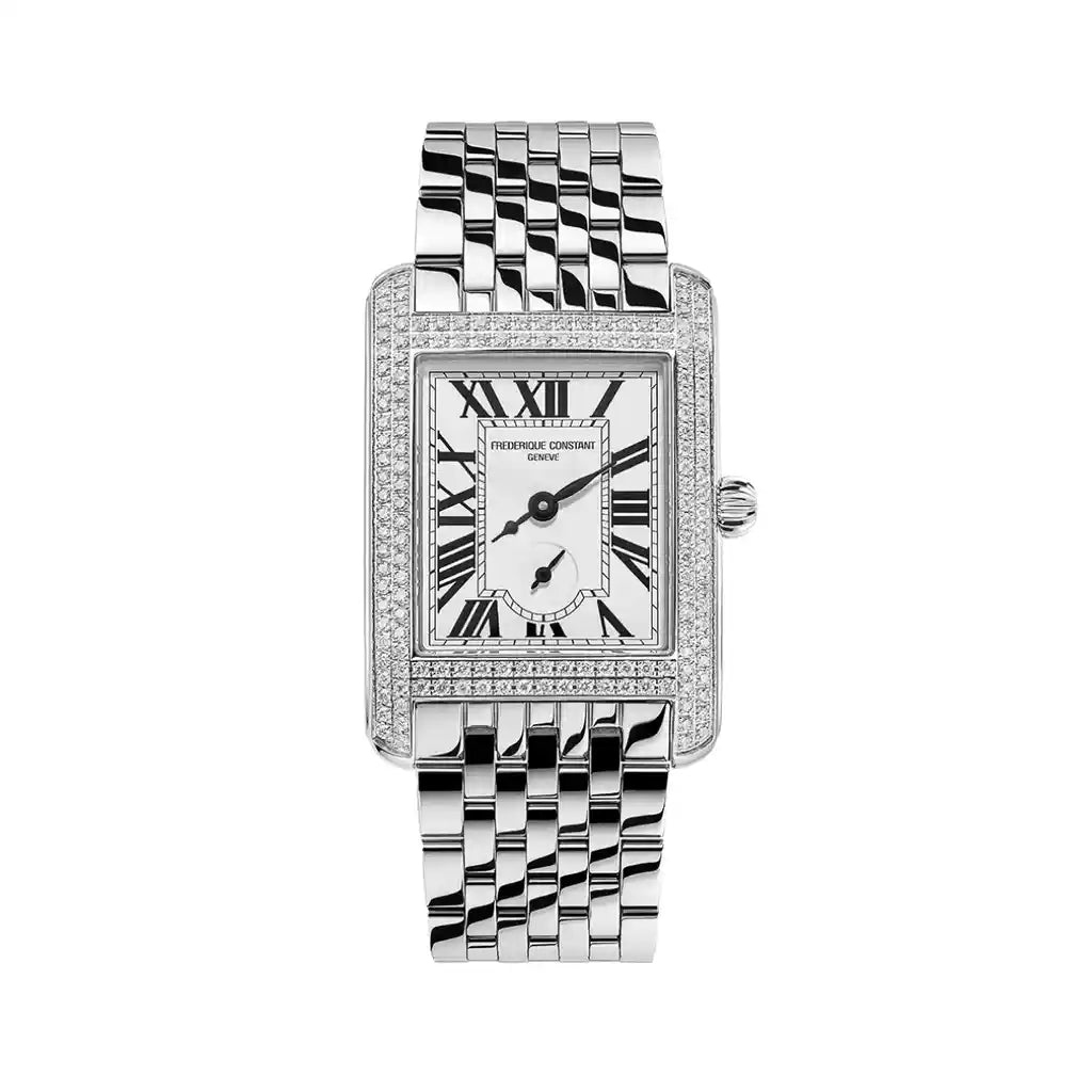 Frederique Constant Classics FC-235S2CD6B – Uhr mit Weiß und Edelstahlgehäuse, 36 x 25,20 mm