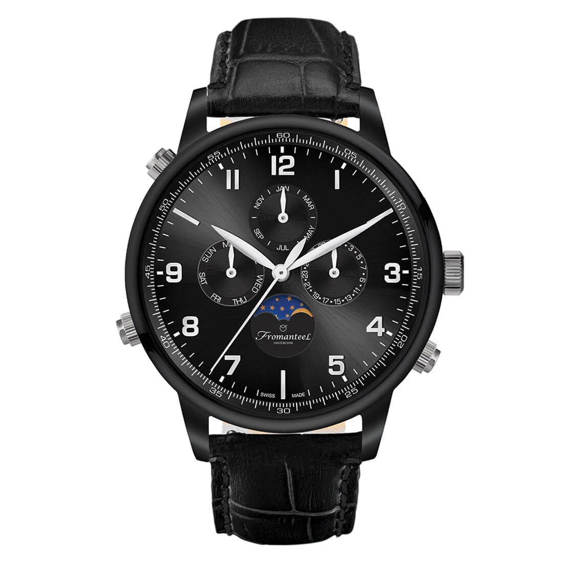 Fromanteel Horloges Globetrotter Quartz Zwart 42 mm