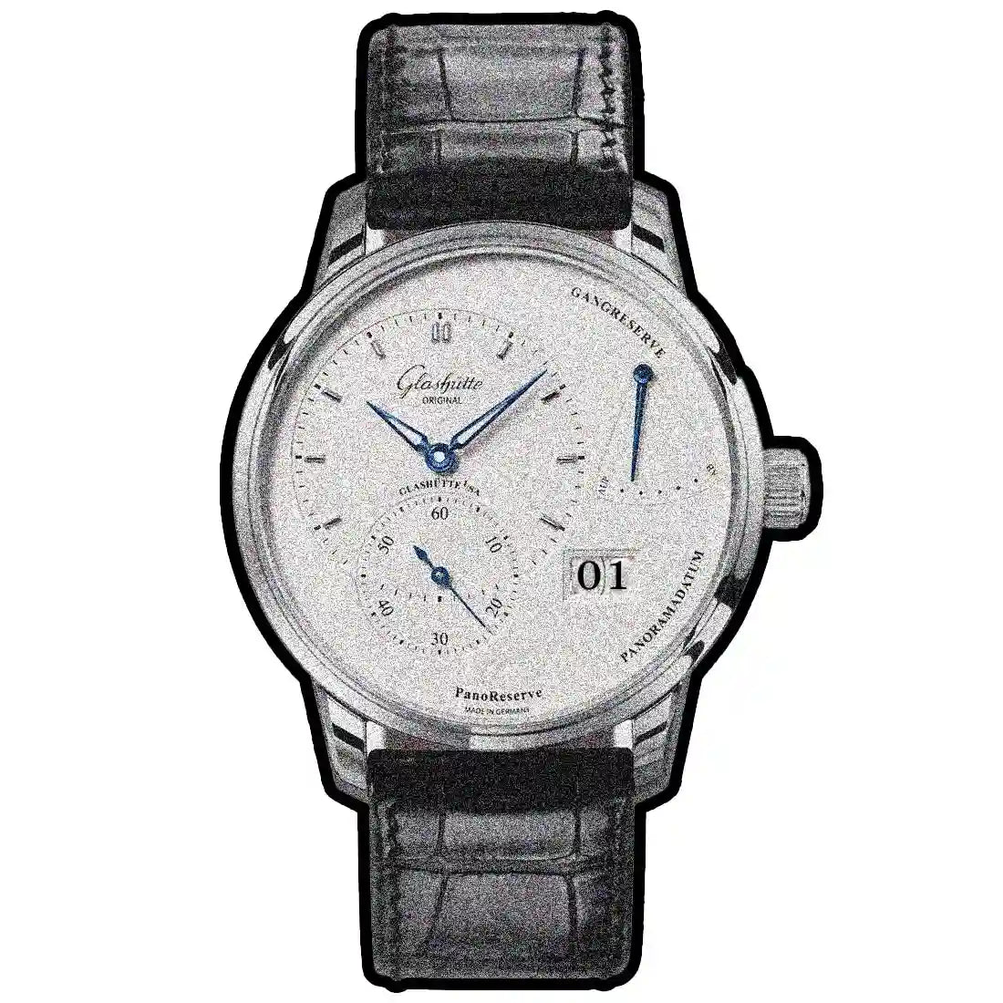 Glashütte Original Pano met handopwinding, zilver, 40 mm