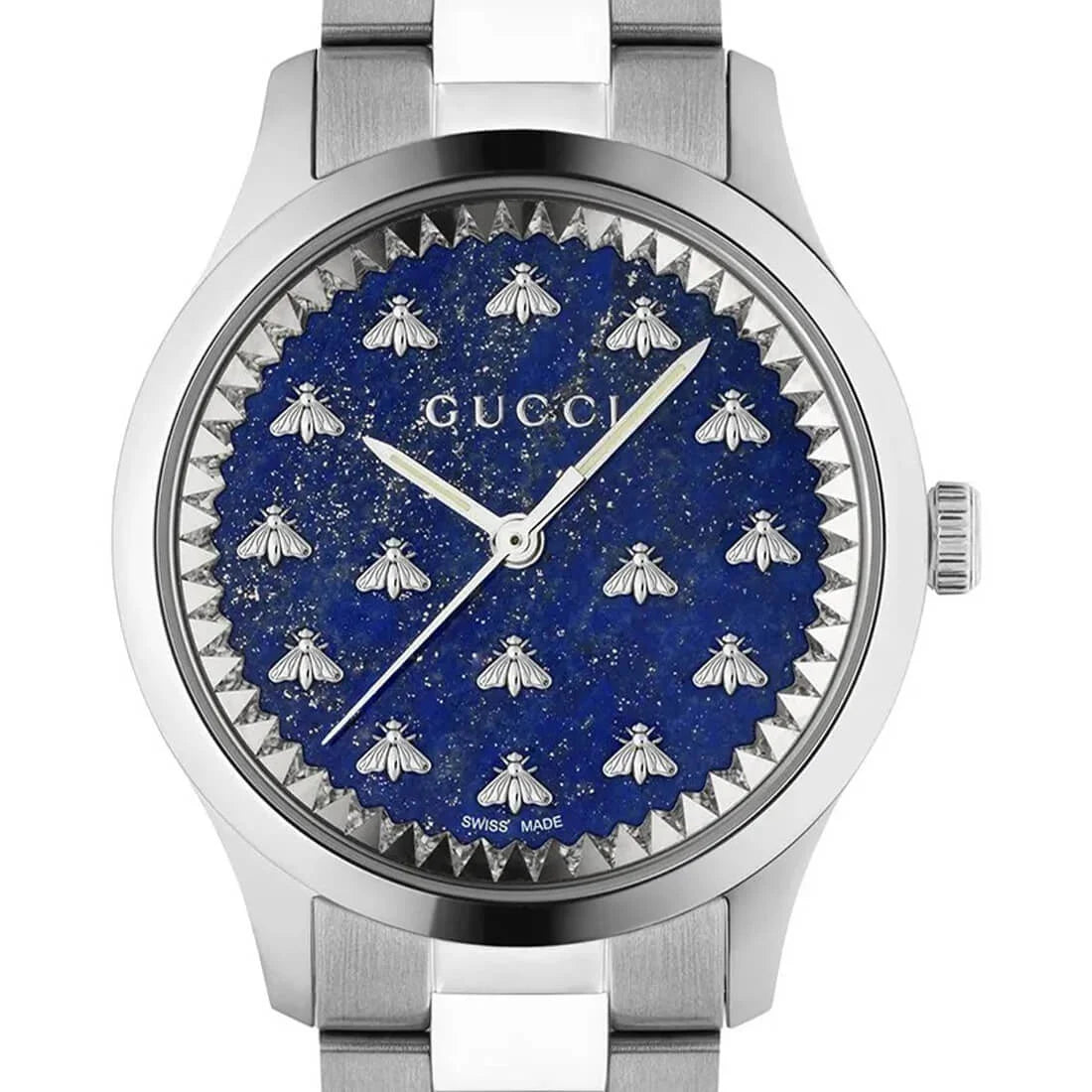 GUCCI グッチ キオド デイト 122.5 クォーツ Gucci 122 Series Chiodo Helical Dial Diamond Accented Silver Tone