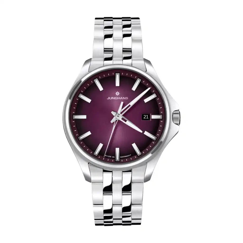 Junghans Meister 47/4532.44 Horloge met paarse wijzerplaat, roestvrij staal, 35 mm