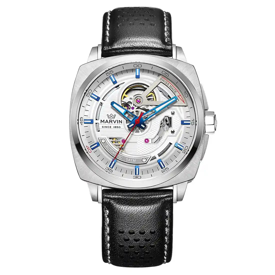 Marvin Watches Malton Cushion Automatic White 42mm