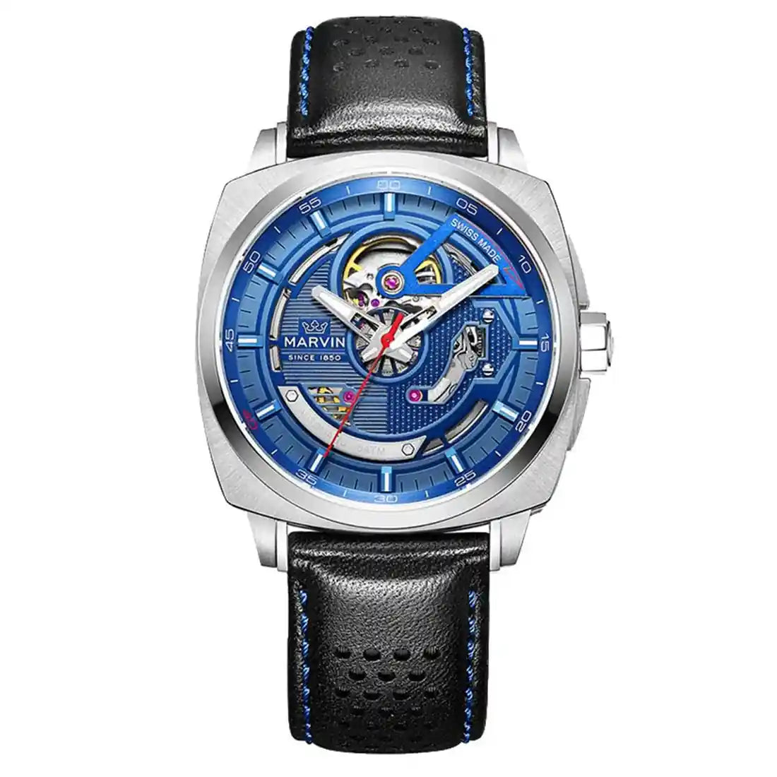 Marvin Watches Malton Cushion Automatic Blue 42mm
