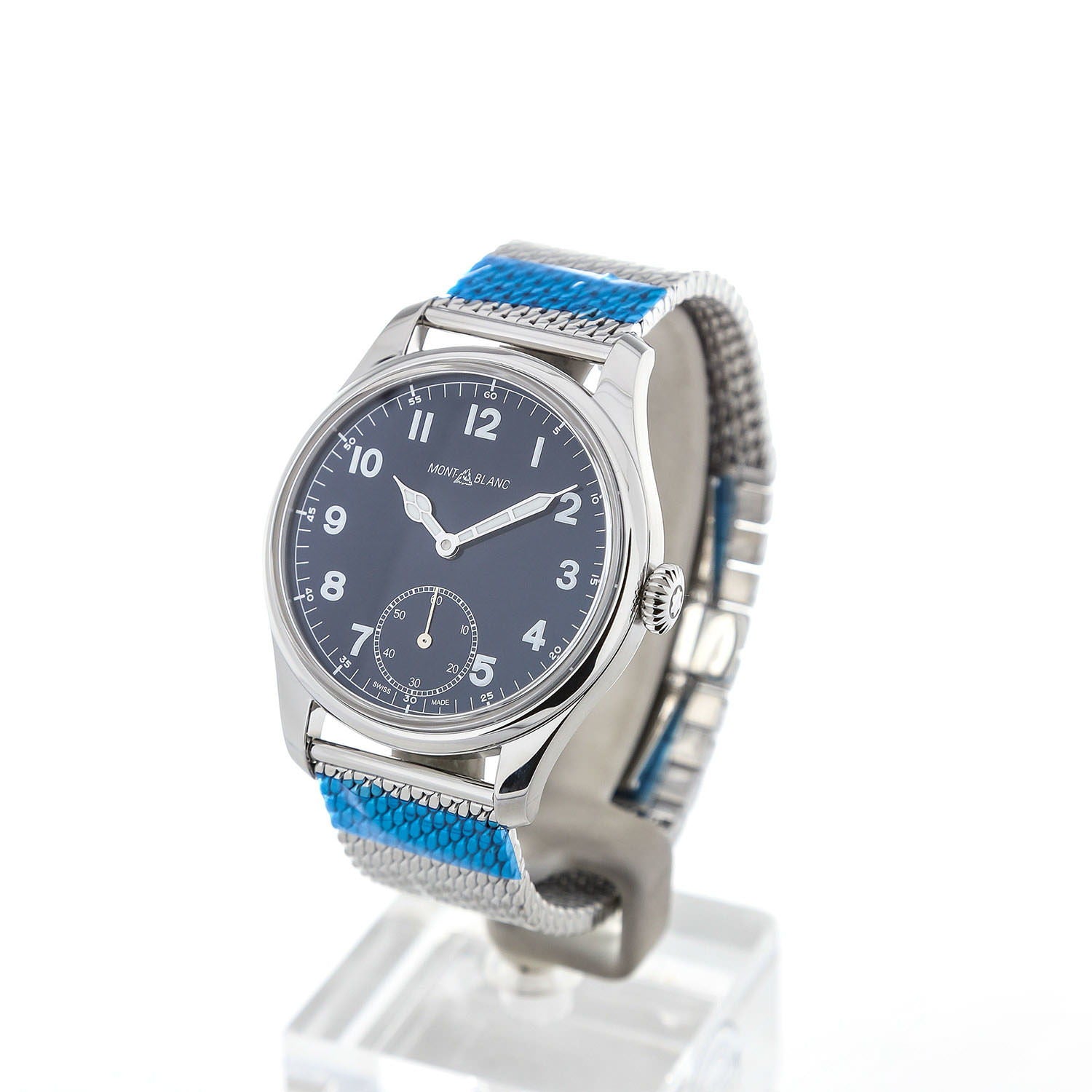 Montblanc 1858 met handopwinding, blauw, 47 mm