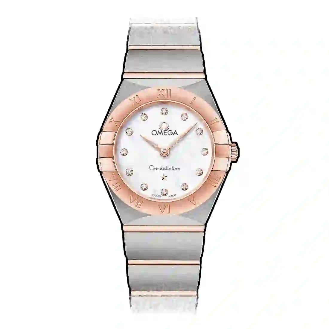 Omega Constellation Manhattan Quartz Pearl White 25mm