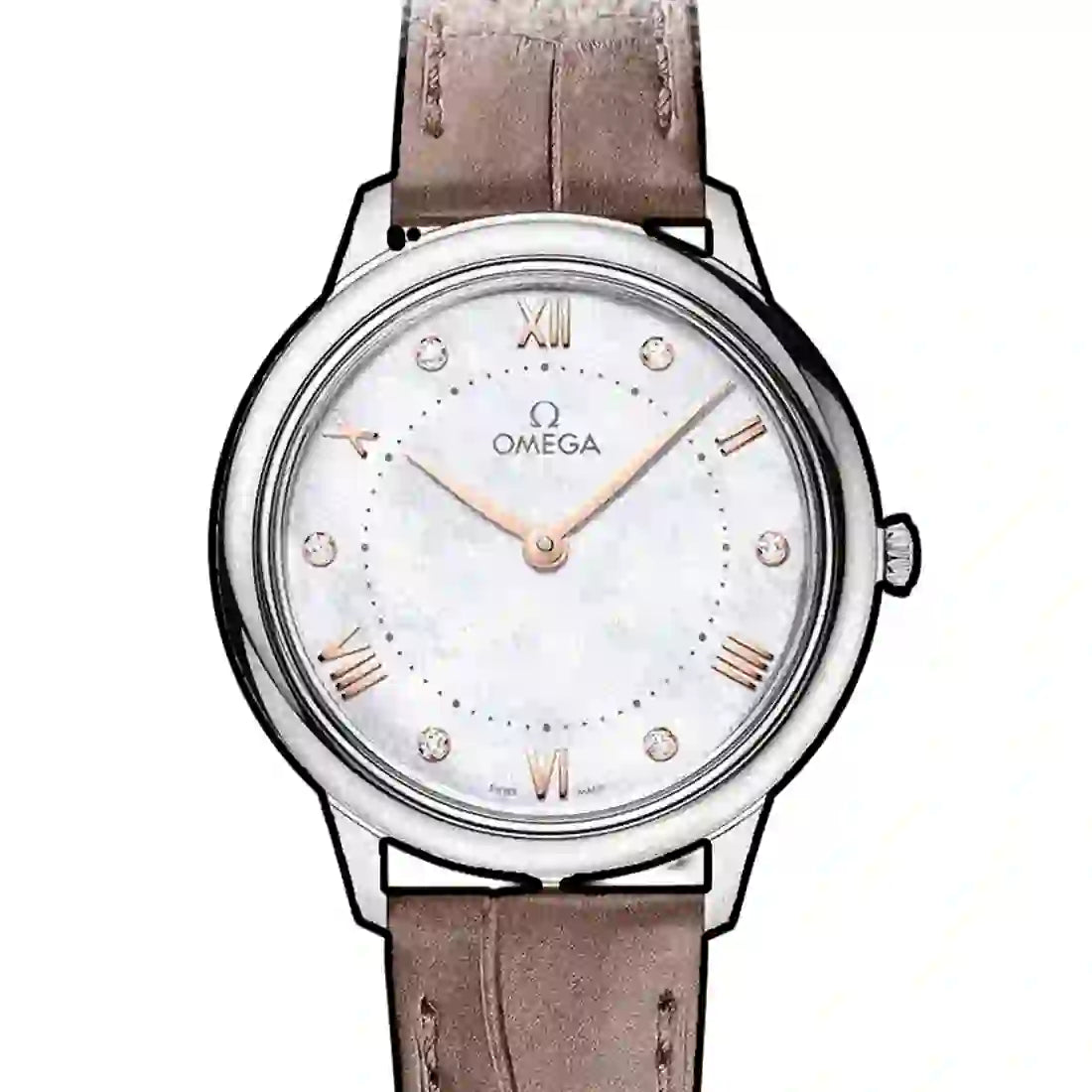 Omega De Ville Prestige Quartz Pearl White30mm