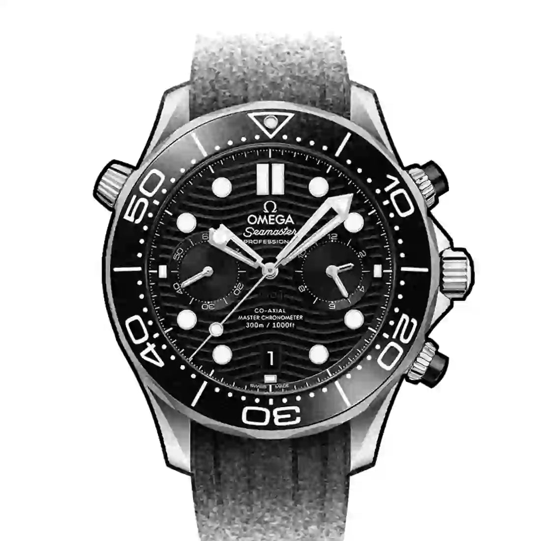 Omega Seamaster Diver 300M Co-Axial Master Chronometer Chronograph Automatic Black 44mm