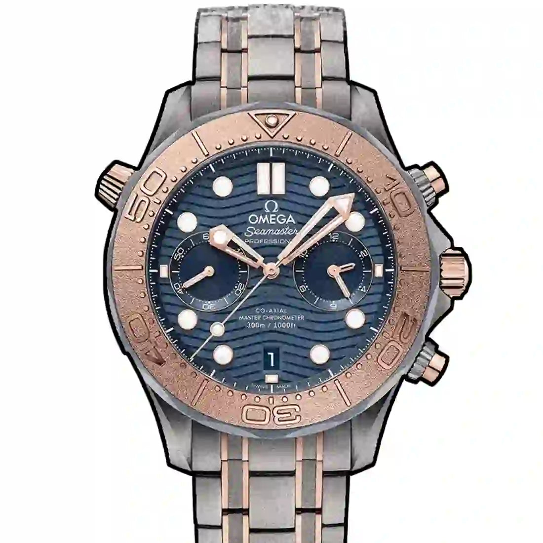 Omega Seamaster Diver 300M Co-Axial Master Chronometer Chronograph Automatic Blue 44mm