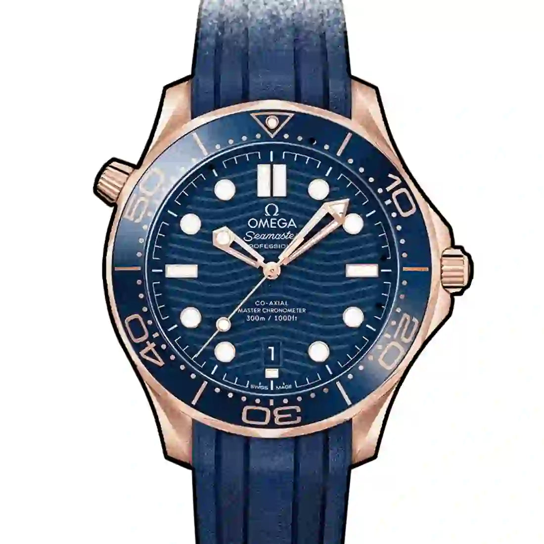 Omega Seamaster Diver 300 M Co-Axial Master Chronometer Automatic Blue 42mm