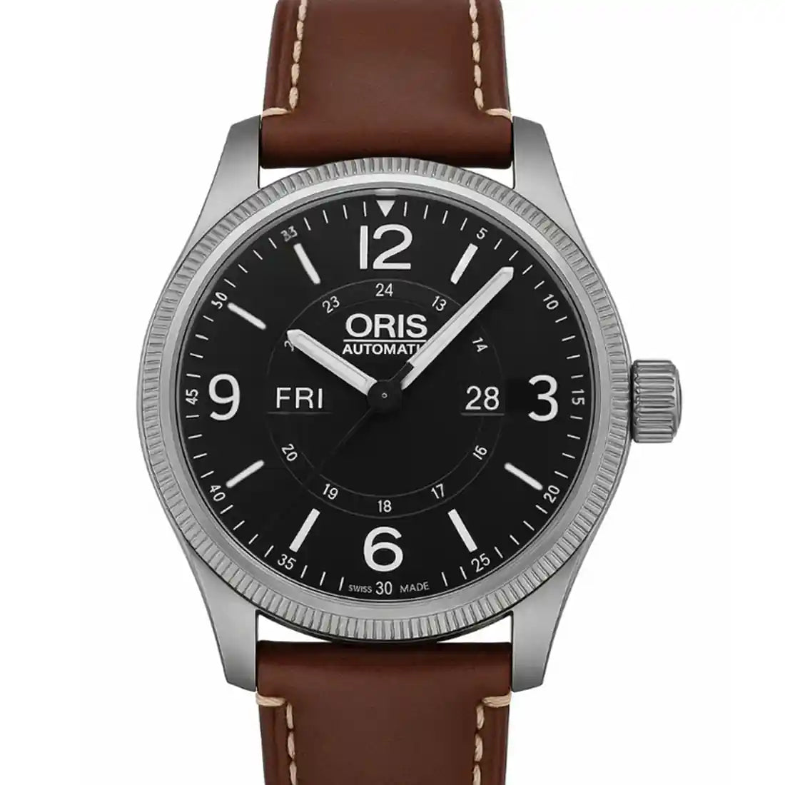 オグラ Oct022 Retro Stainless Steel 38mm Big Crown Pilot Watches