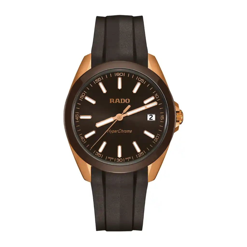 Rado HyperChrome R32281309 – Uhr mit Braun , Edelstahlgehäuse mit PVD-Beschichtung, 42 mm