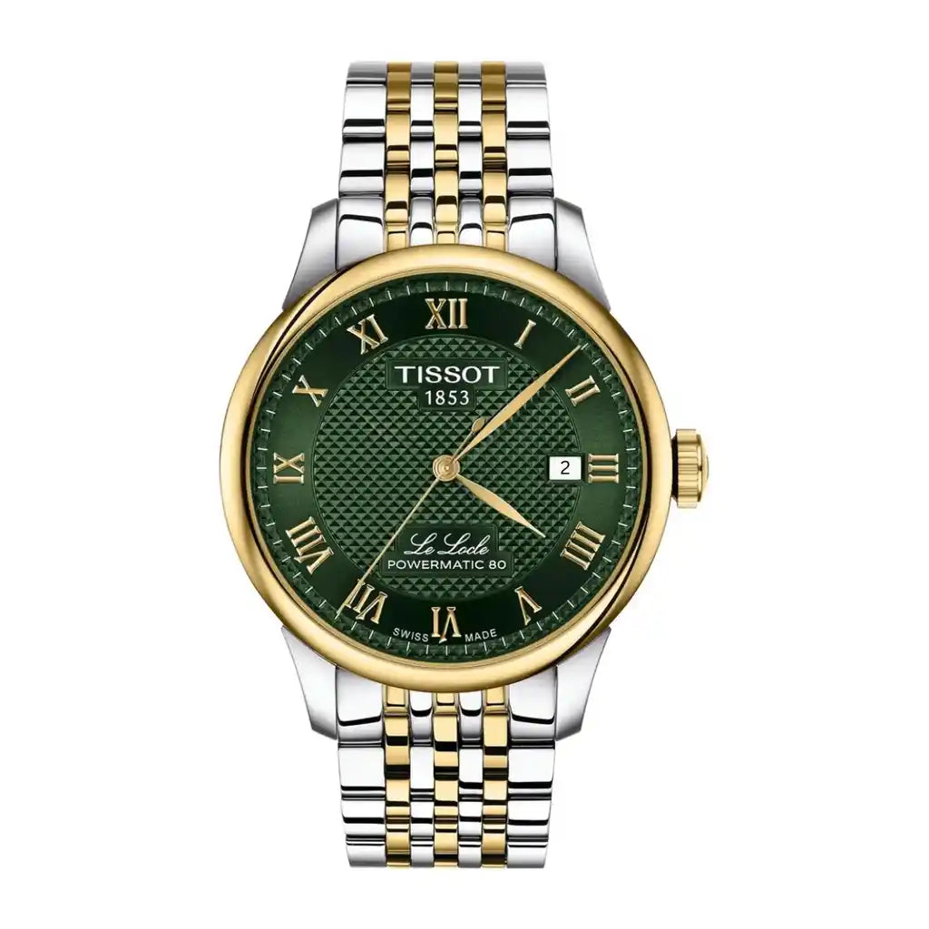 39mm Tissot Le Locle T006.407.22.093.00 : Vert , acier inoxydable, Or jaune, revêtement PVD 39mm