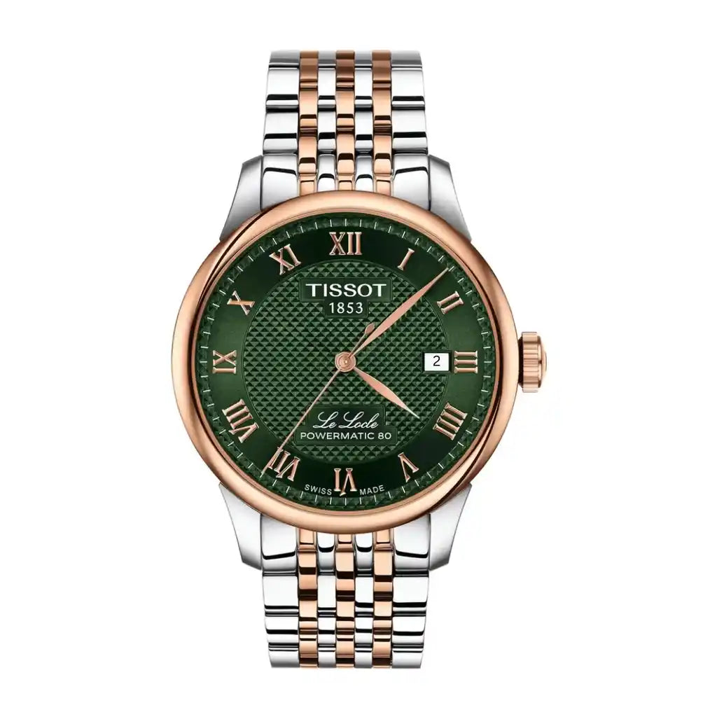 39mm Tissot Le Locle T006.407.22.093.01, Vert , acier inoxydable, Or rose, revêtement PVD, 39mm